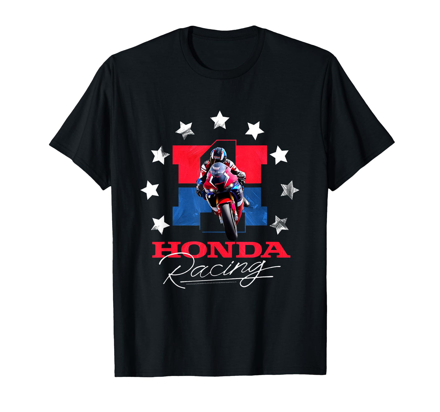 Honda Racing Red White Blue Stars T-Shirt - Trendy Graphic for Adults - T-Shirt, Sweatshirt, Hoodie
