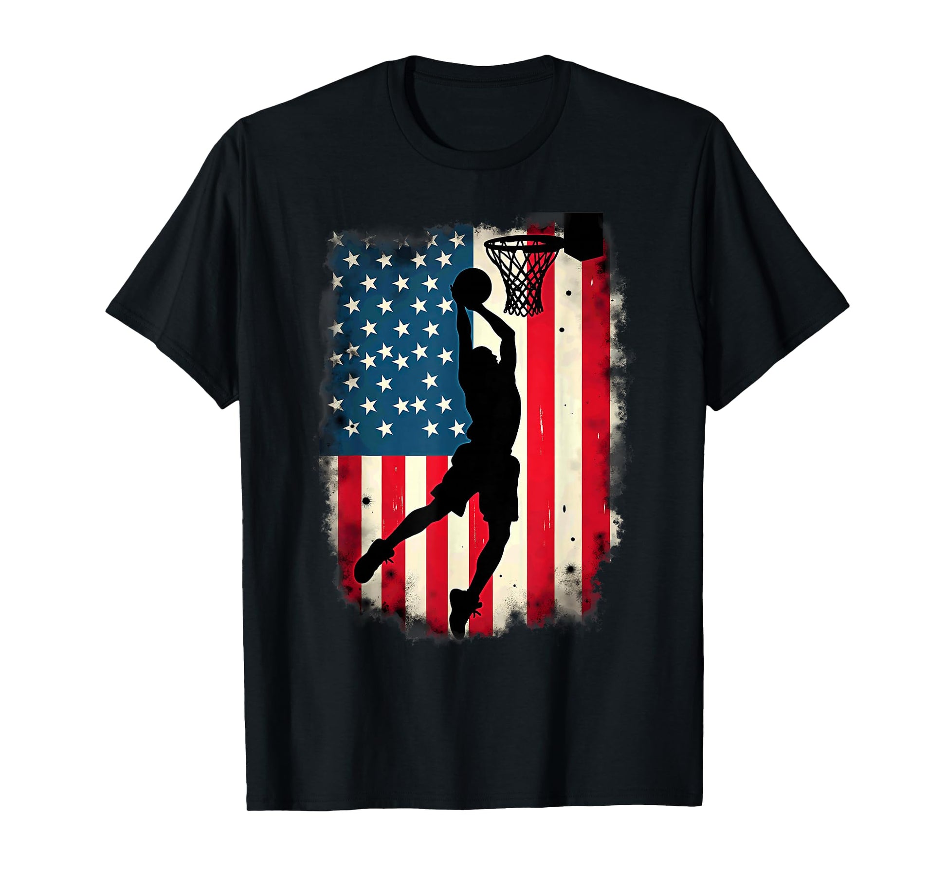 Us Flag Basketball Player Jumping T-Shirt - Streetwear Style Men Women - T-Shirt, Sweatshirt, Hoodie