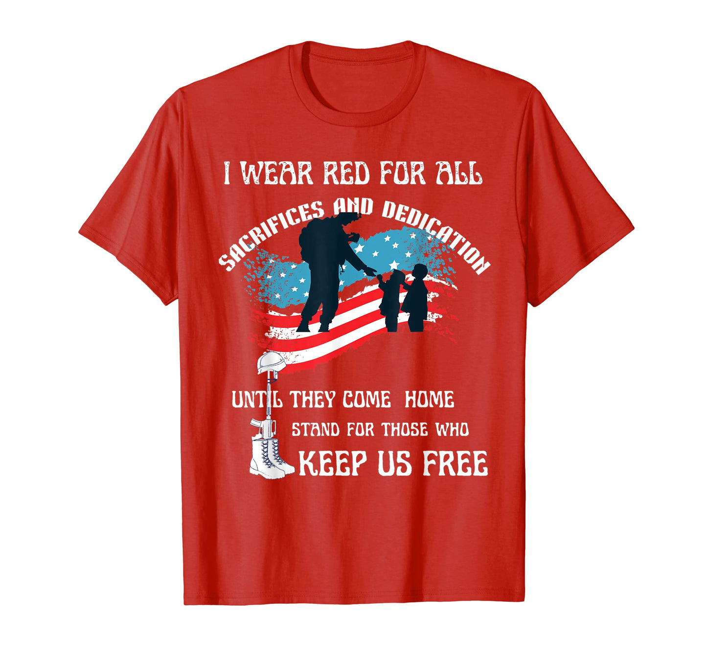 Red Friday Dad Military Family Support T-Shirt - Custom Art Print Unisex - T-Shirt, Sweatshirt, Hoodie