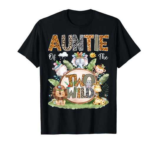 Auntie Two Wild 2Nd Birthday Safari T-Shirt - Minimalist Print Men Women - T-Shirt, Sweatshirt, Hoodie