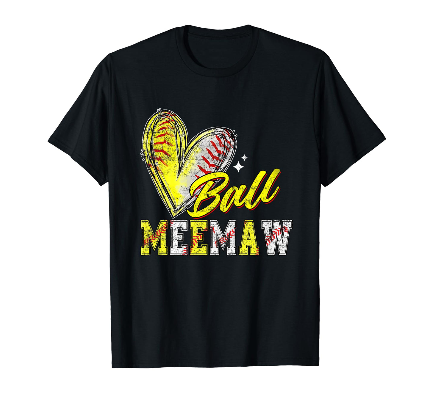 Funny Ball Meemaw Softball Baseball T-Shirt - Custom Art Print for Adults - T-Shirt, Sweatshirt, Hoodie
