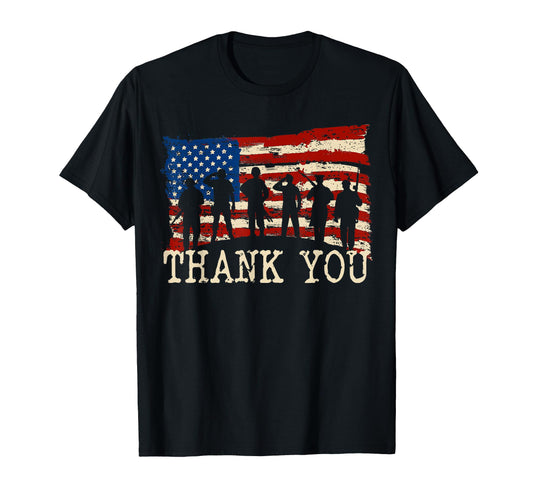 American Flag Thank You Veterans T-Shirt - Custom Art Print Men Women - T-Shirt, Sweatshirt, Hoodie