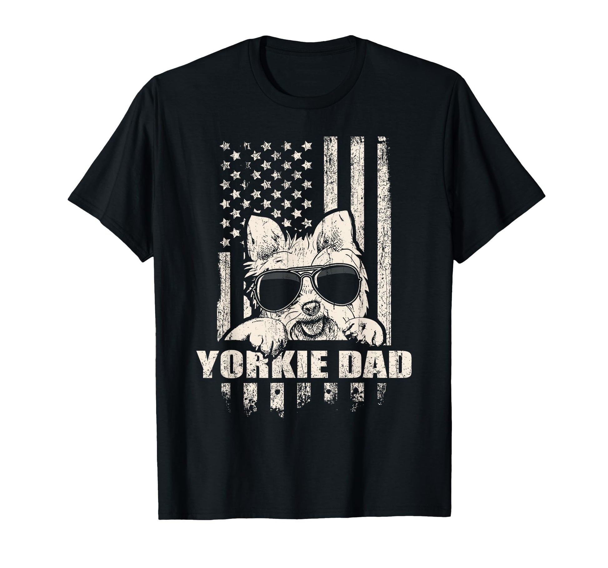Yorkie Dad Proud American T-Shirt - Custom Art Print Unisex - T-Shirt, Sweatshirt, Hoodie