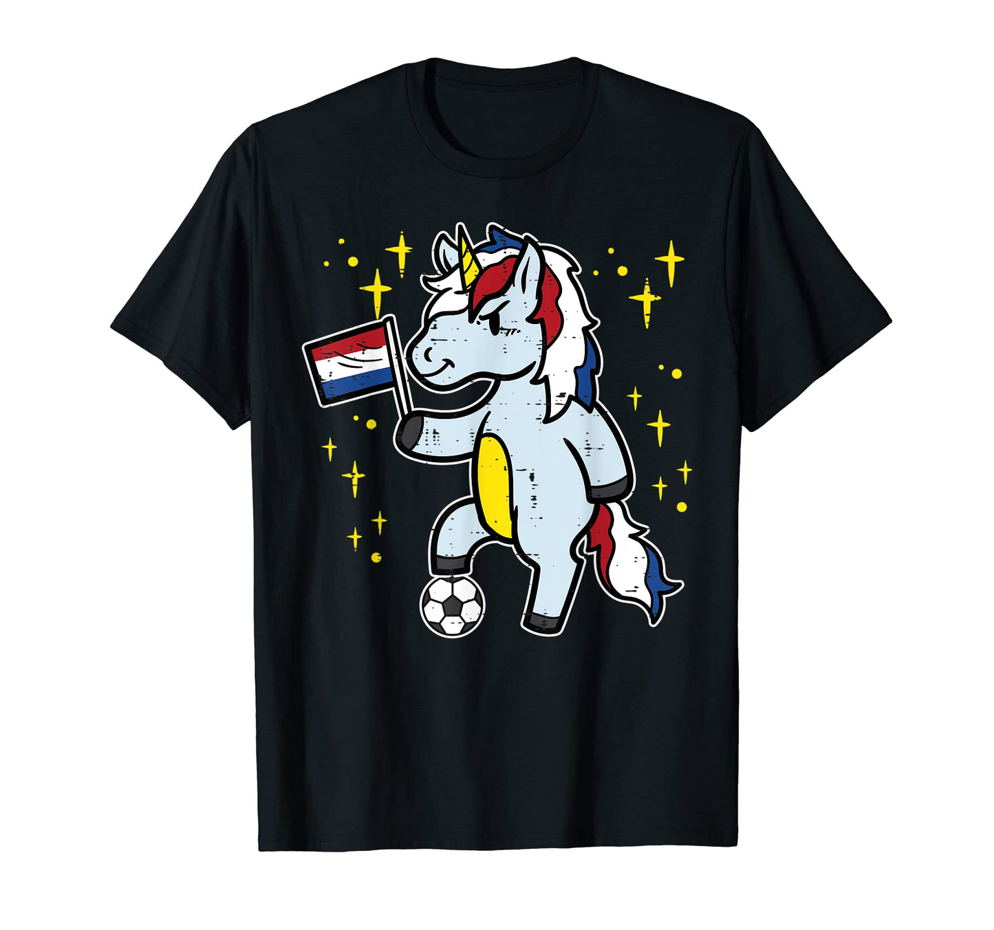 Netherlands Flag Unicorn Football Soccer T-Shirt - Novelty Apparel Unisex - T-Shirt, Sweatshirt, Hoodie