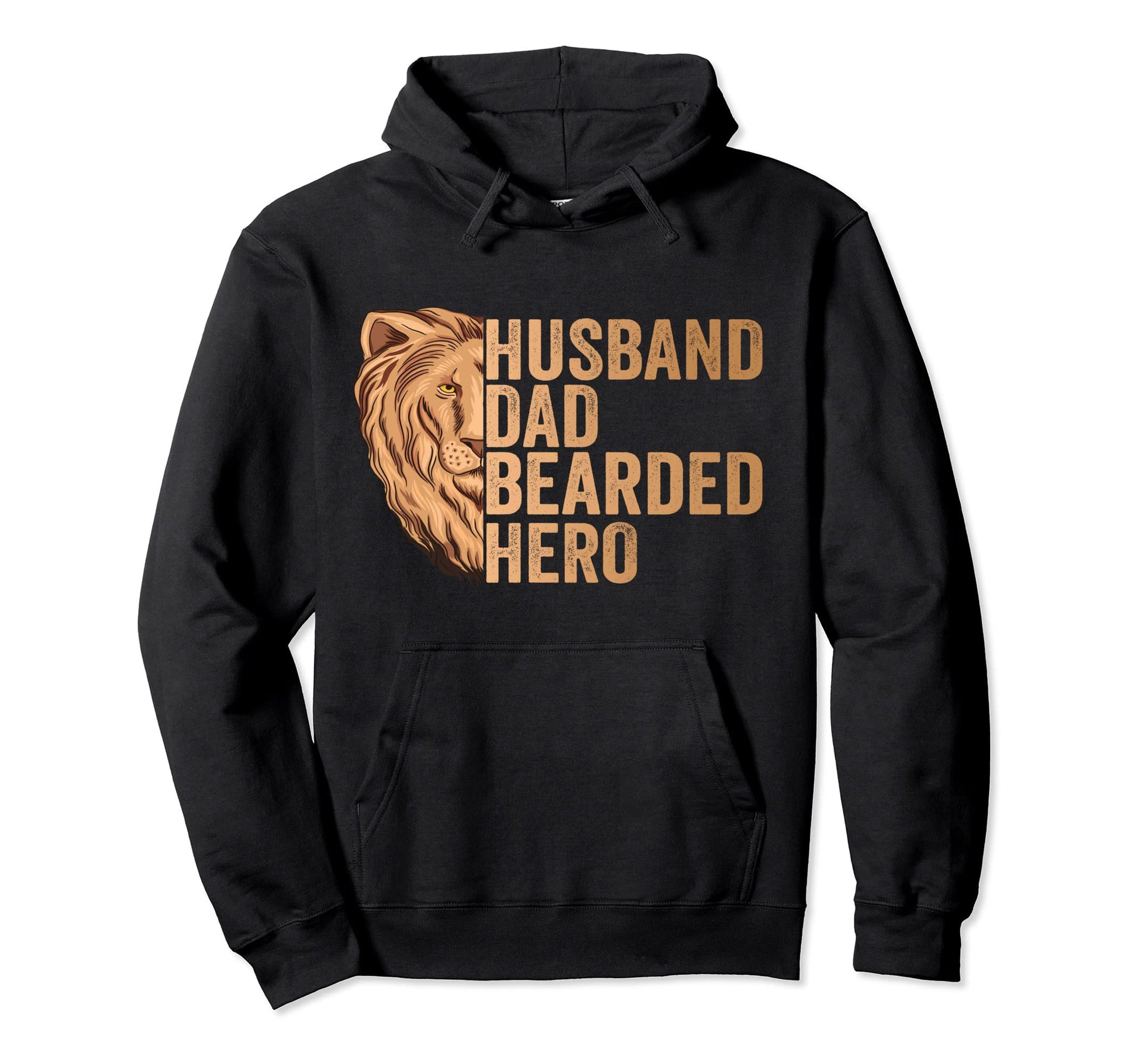 Husband Dad Bearded Hero Lion Beard Hoodie - Minimalist Print Men Women - T-Shirt, Sweatshirt, Hoodie