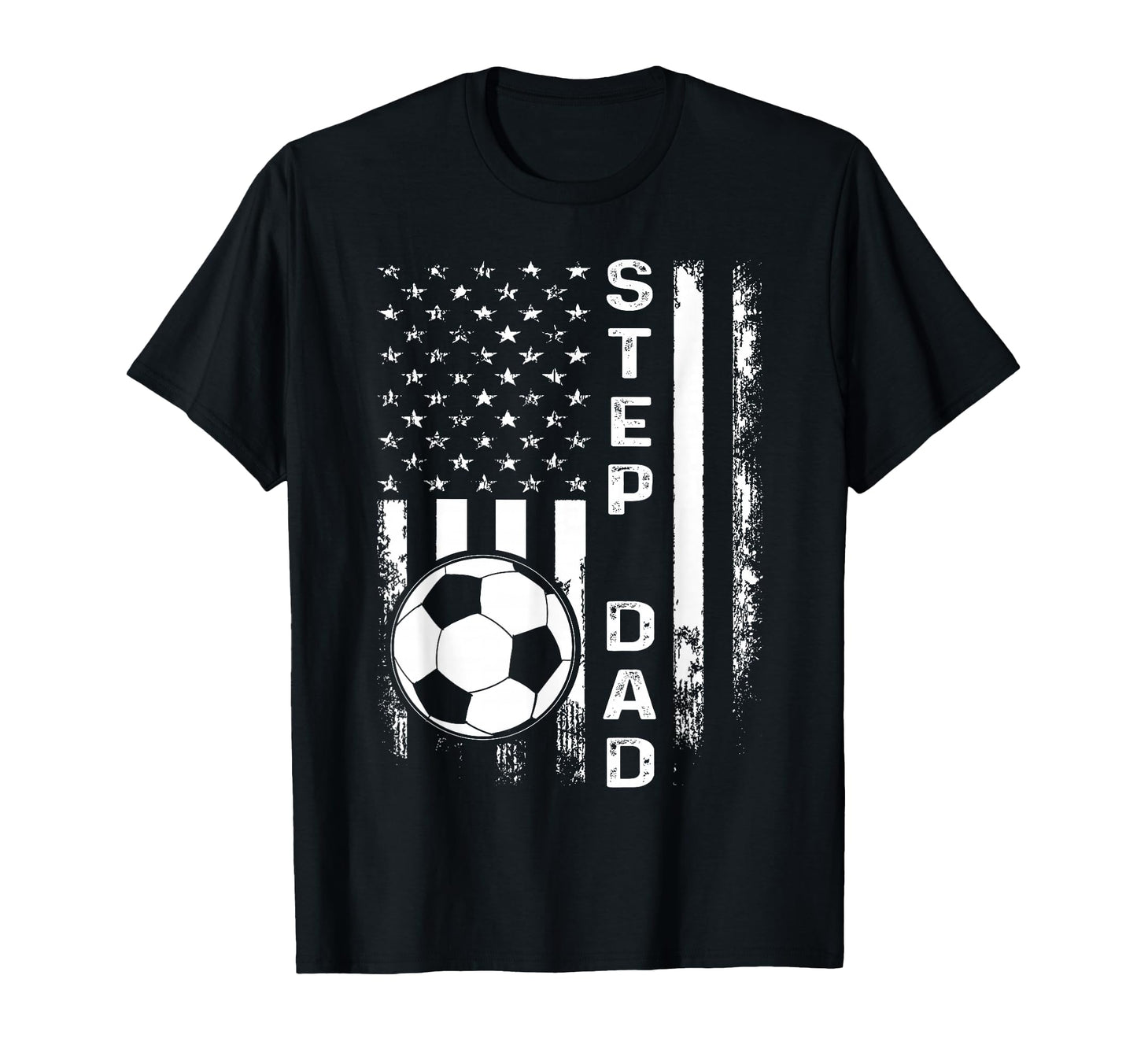 Soccer Step Dad American Flag T-Shirt - Custom Art Print for Adults - T-Shirt, Sweatshirt, Hoodie