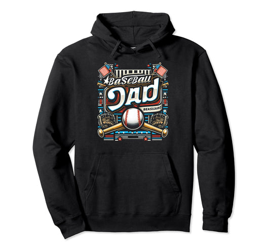 Baseball Dad Fathers Day Hoodie - Novelty Apparel Unisex - T-Shirt, Sweatshirt, Hoodie