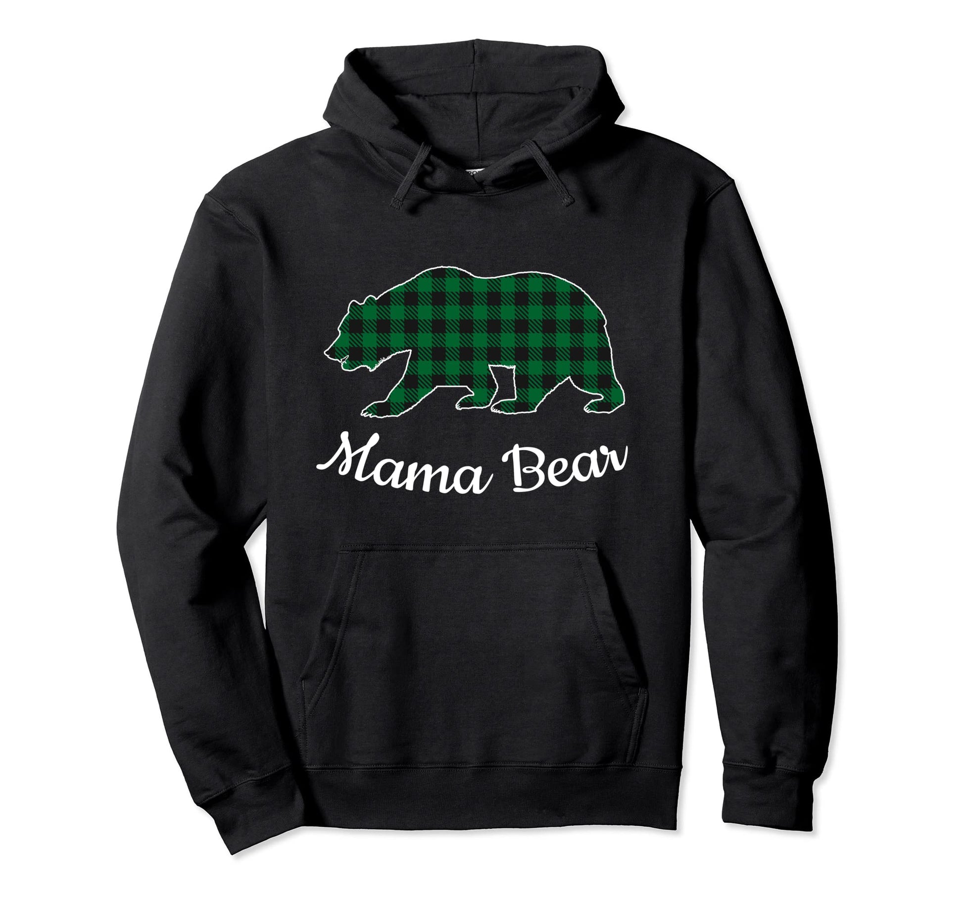 Mama Bear Pajama Green Buffalo Plaid Hoodie - Graphic Print for Adults - T-Shirt, Sweatshirt, Hoodie