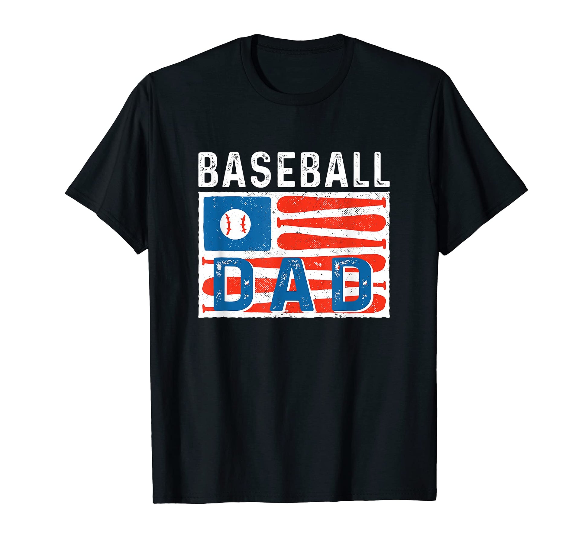 Baseball Dad American Flag Baseball Flag T-Shirt - Graphic Print Men Women - T-Shirt, Sweatshirt, Hoodie