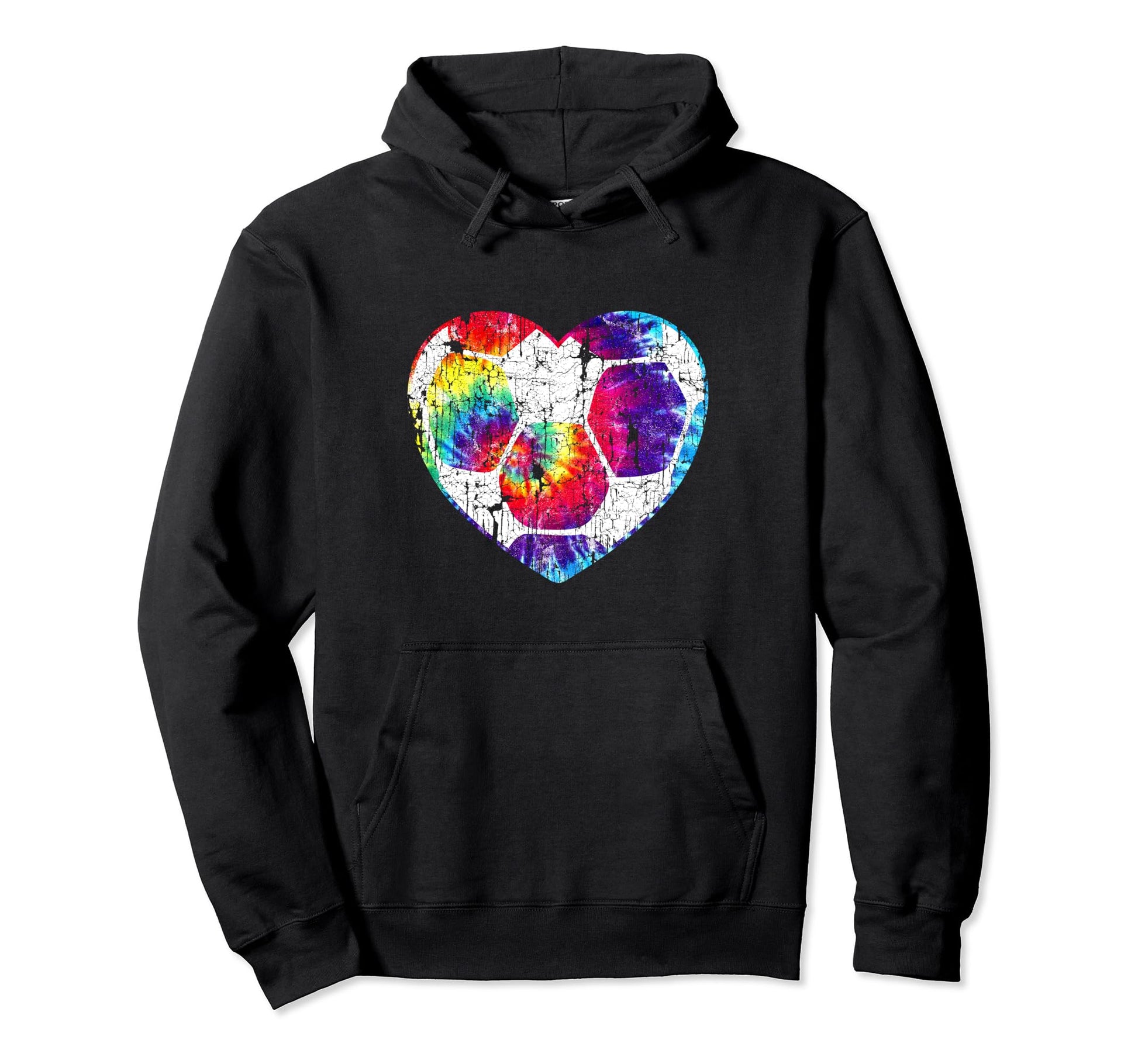 Tie Dye Soccer Ball Heart Mom Fan Hoodie - Casual Everyday Wear Men Women - T-Shirt, Sweatshirt, Hoodie