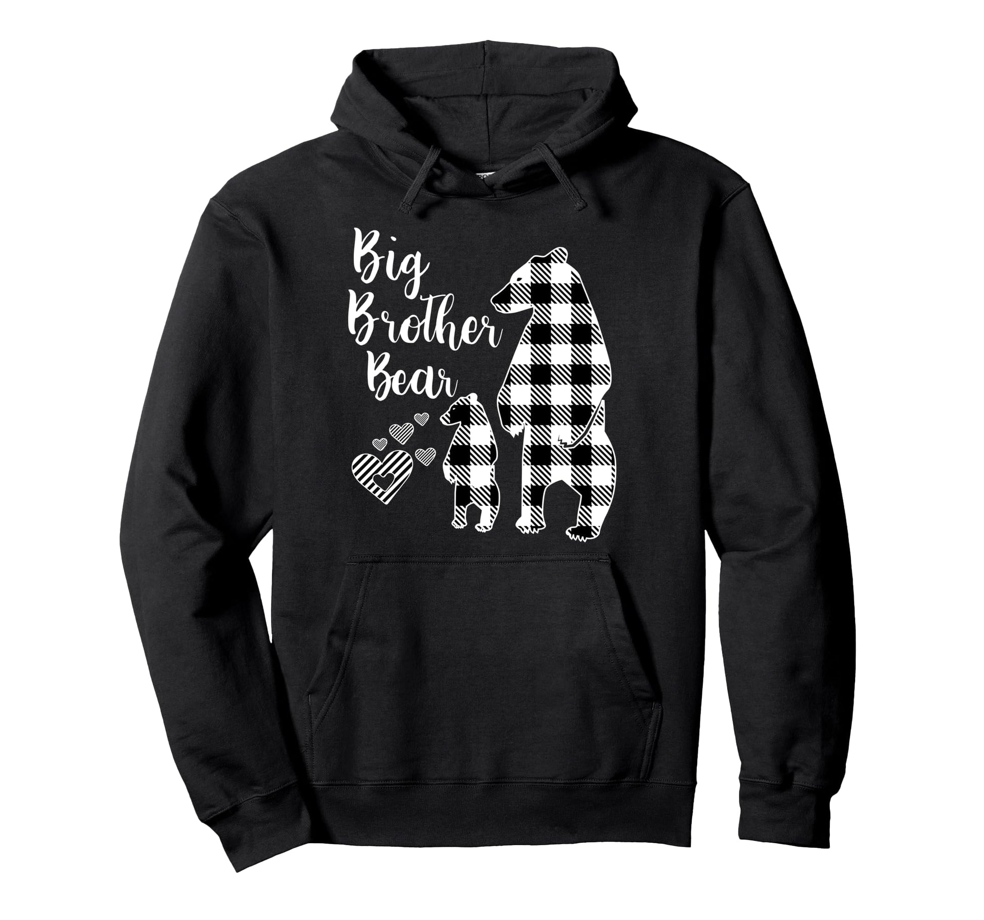 Big Brother Bear Grey Buffalo Plaid Pajama Hoodie - Unique Graphic Unisex - T-Shirt, Sweatshirt, Hoodie