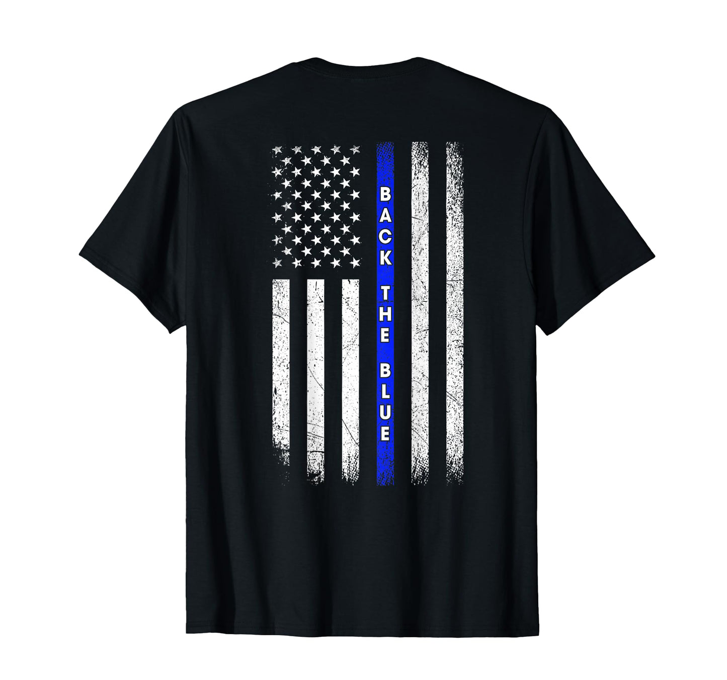 Back Blue Thin Blue Line American Flag T-Shirt - Custom Art Print Unisex - T-Shirt, Sweatshirt, Hoodie