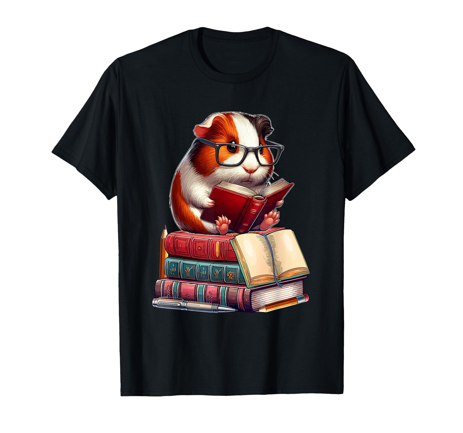 Guinea Pig Reading Books Matching T-Shirt - Novelty Apparel Unisex - T-Shirt, Sweatshirt, Hoodie