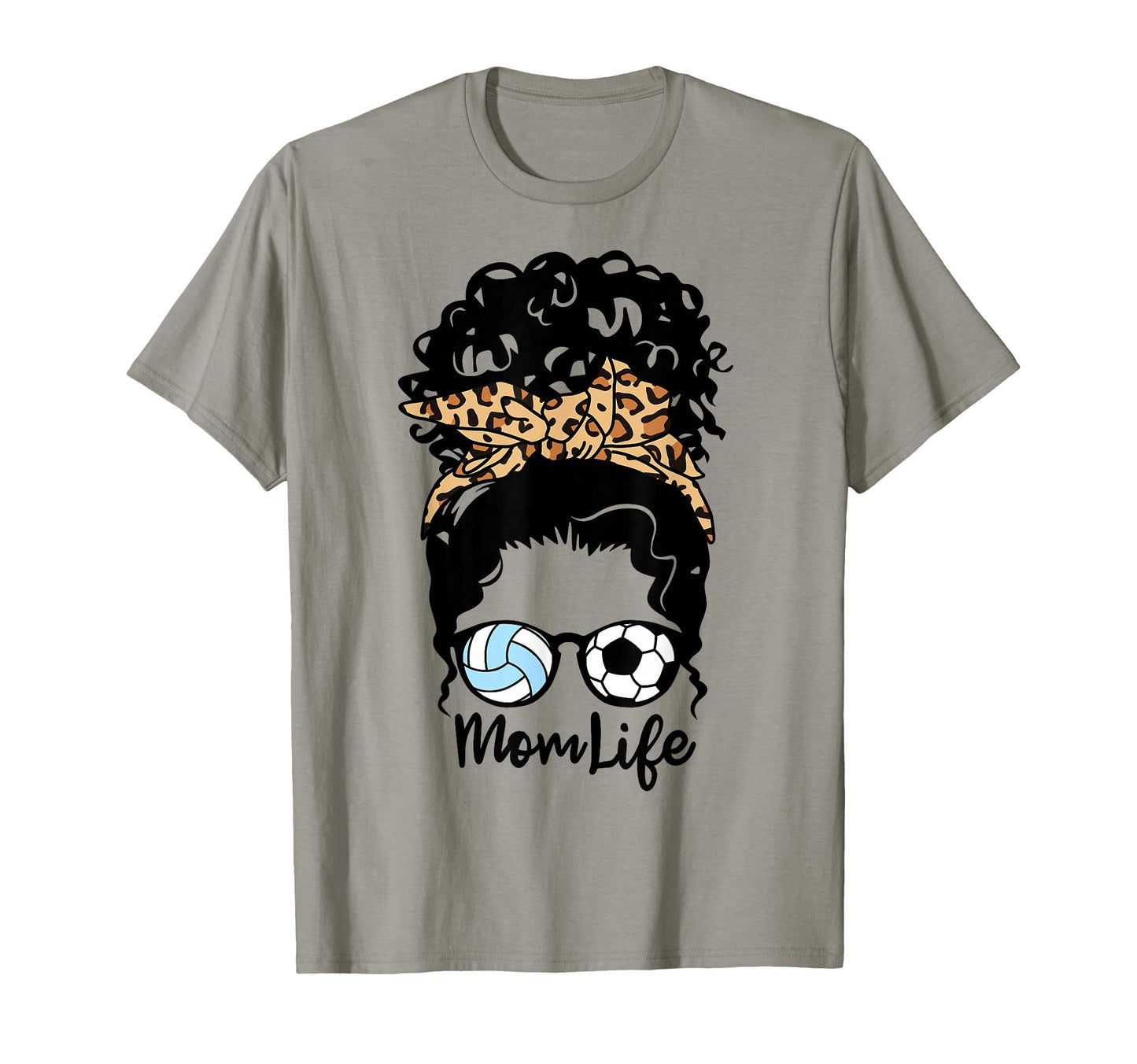 Mom Life Messy Bun Curly Hair T-Shirt - Fun Novelty Design for Adults - T-Shirt, Sweatshirt, Hoodie