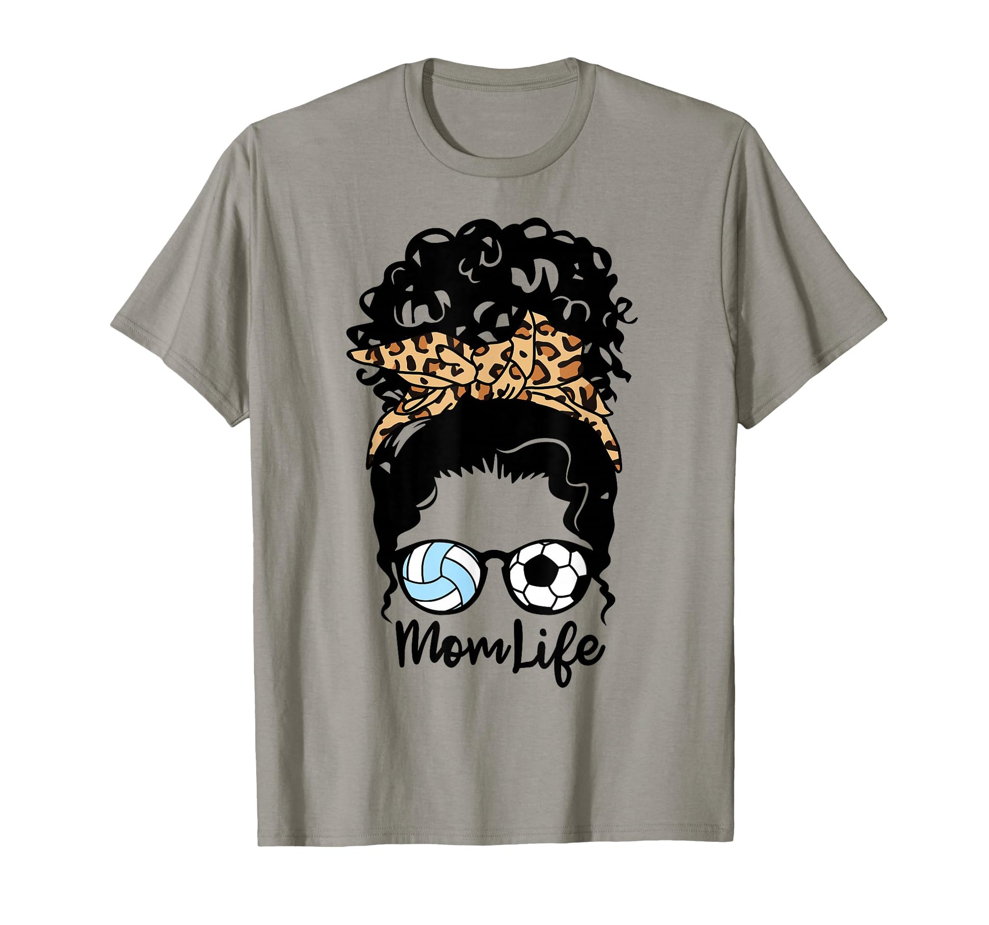 Mom Life Messy Bun Curly Hair T-Shirt - Fun Novelty Design for Adults - T-Shirt, Sweatshirt, Hoodie