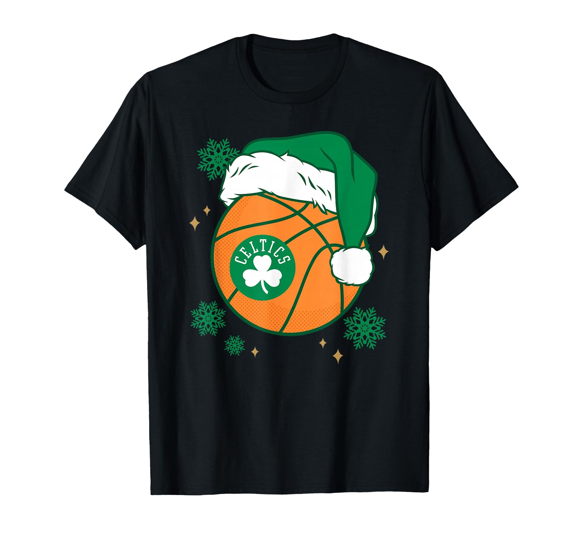 Nba Boston Celtics Santa Hat Ball T-Shirt - Custom Art Print Men Women - T-Shirt, Sweatshirt, Hoodie