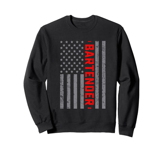 American Flag Bartender Us Sweatshirt - Casual Everyday Wear for Adults - T-Shirt, Sweatshirt, Hoodie