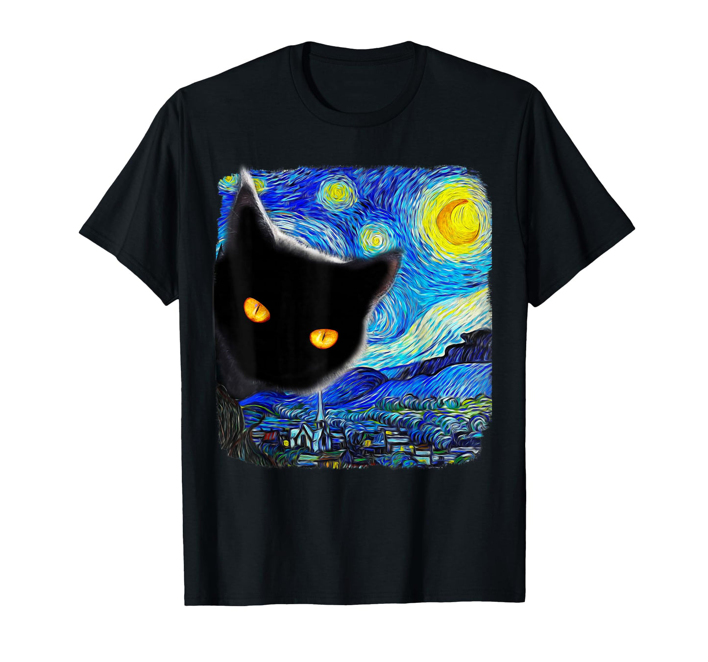 Starry Night Cat Van Gogh Cat Cat T-Shirt - Streetwear Style for Adults - T-Shirt, Sweatshirt, Hoodie