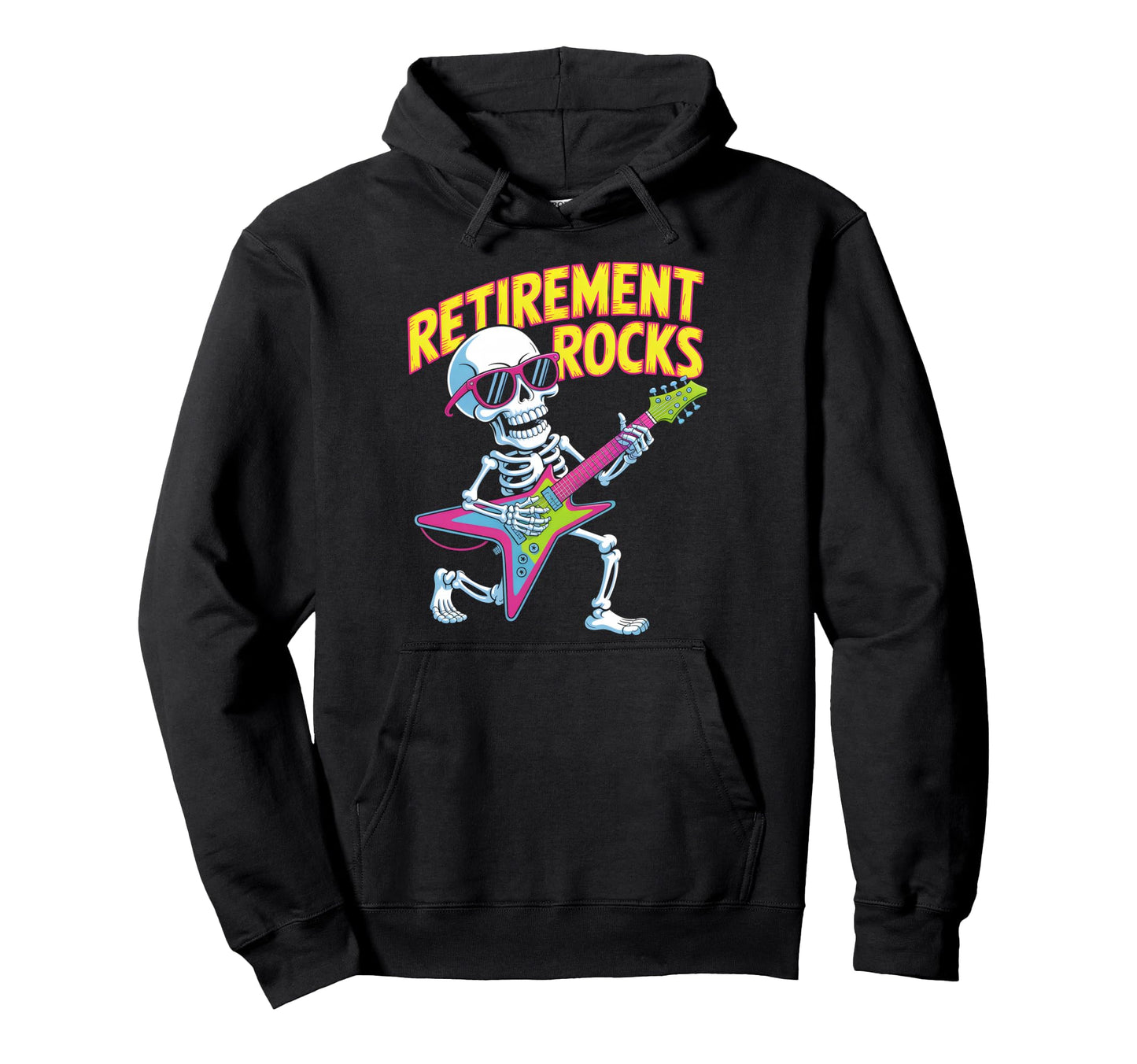 Retirement Rocks Electric Guitar Old Hoodie - Custom Art Print for Adults - T-Shirt, Sweatshirt, Hoodie