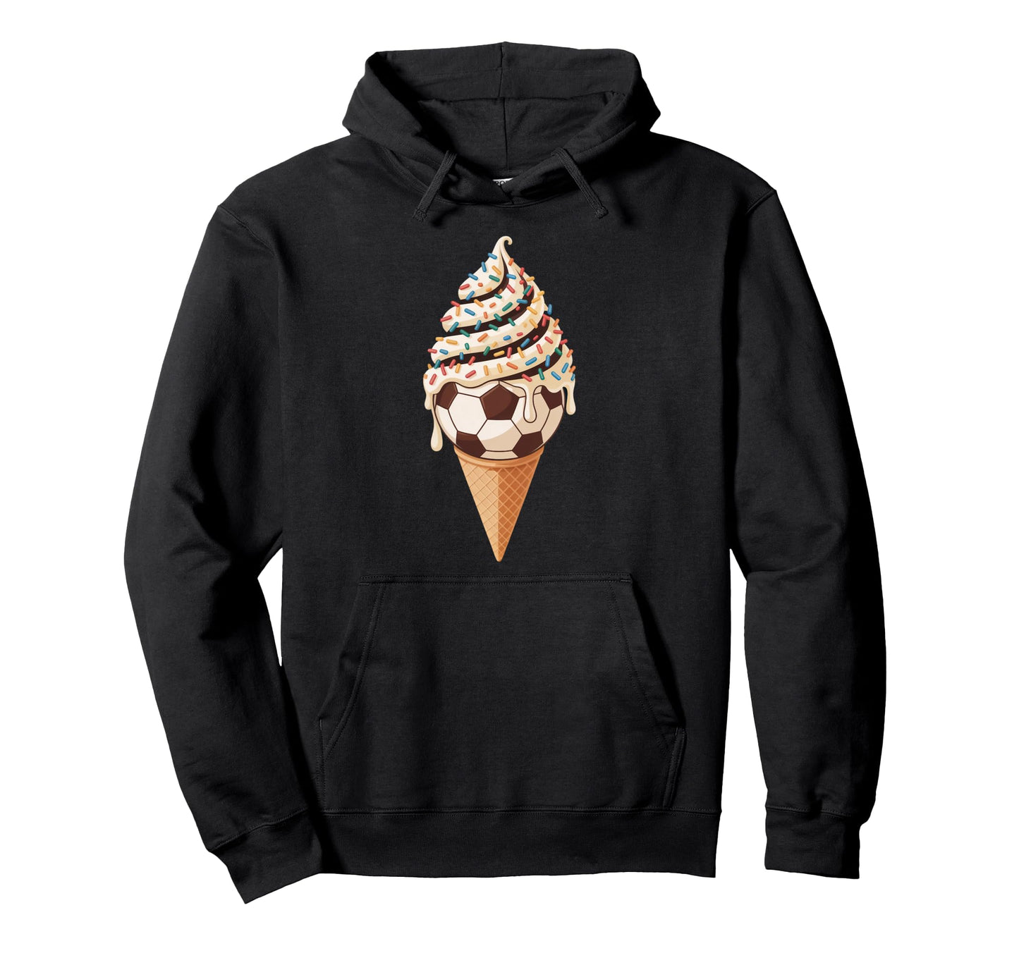 Ice Cream Soccer Ball Drip Game Hoodie - Minimalist Print for Adults - T-Shirt, Sweatshirt, Hoodie