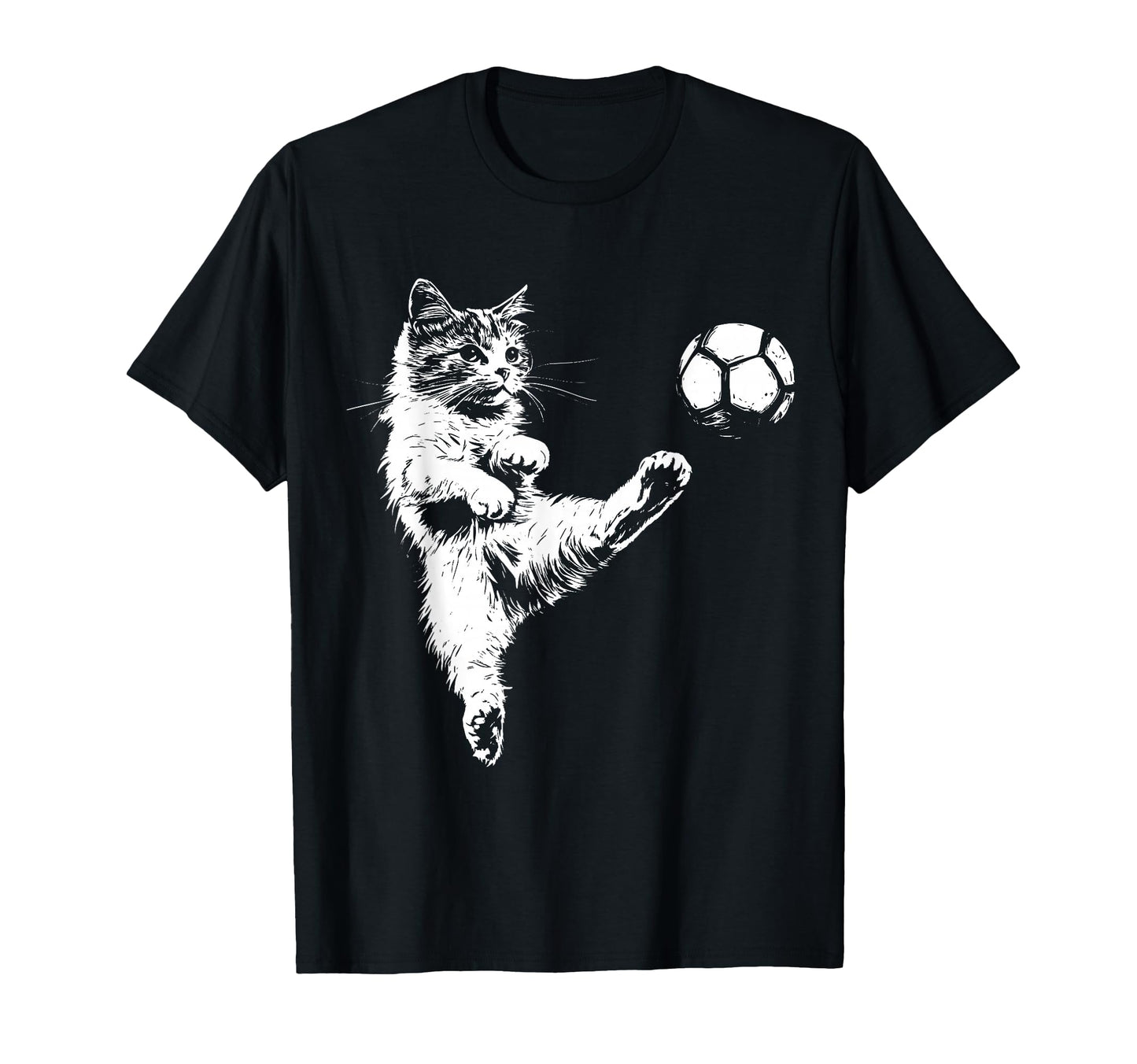 Funny Cat Soccer Ball T-Shirt - Minimalist Print Men Women - T-Shirt, Sweatshirt, Hoodie
