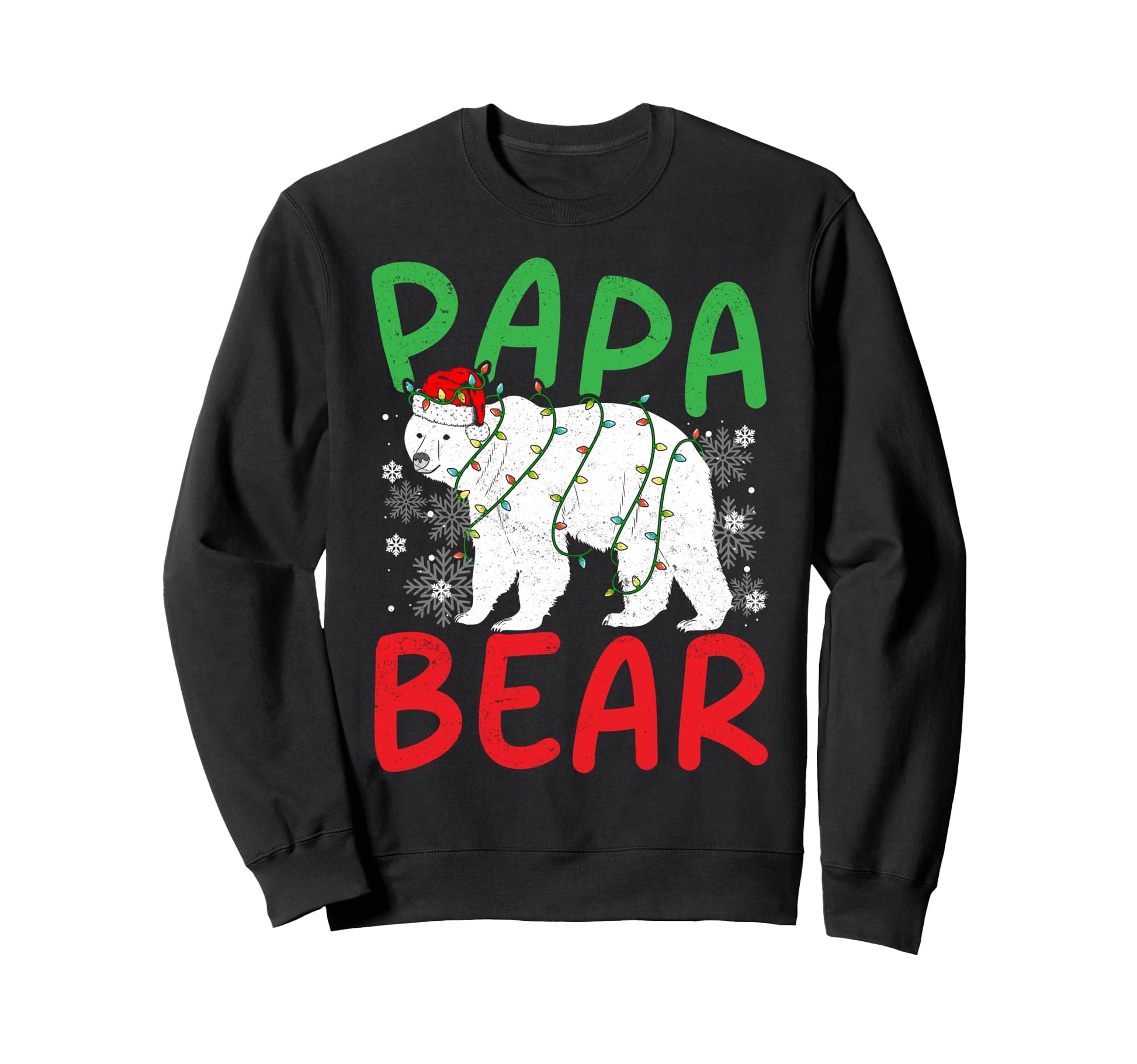 Papa Bear Santa Hat Lights Festive Sweatshirt - Trendy Graphic Men Women - T-Shirt, Sweatshirt, Hoodie