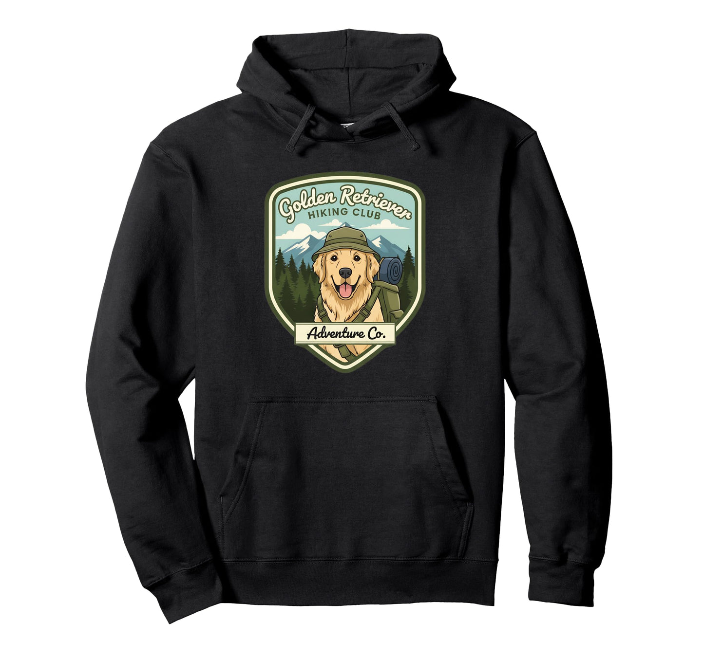 Golden Retriever Hiking Club Adventure Hoodie - Custom Art Print Unisex - T-Shirt, Sweatshirt, Hoodie
