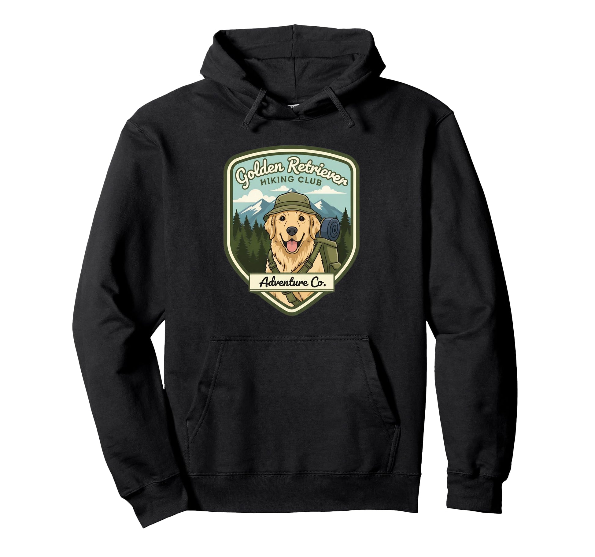 Golden Retriever Hiking Club Adventure Hoodie - Custom Art Print Unisex - T-Shirt, Sweatshirt, Hoodie