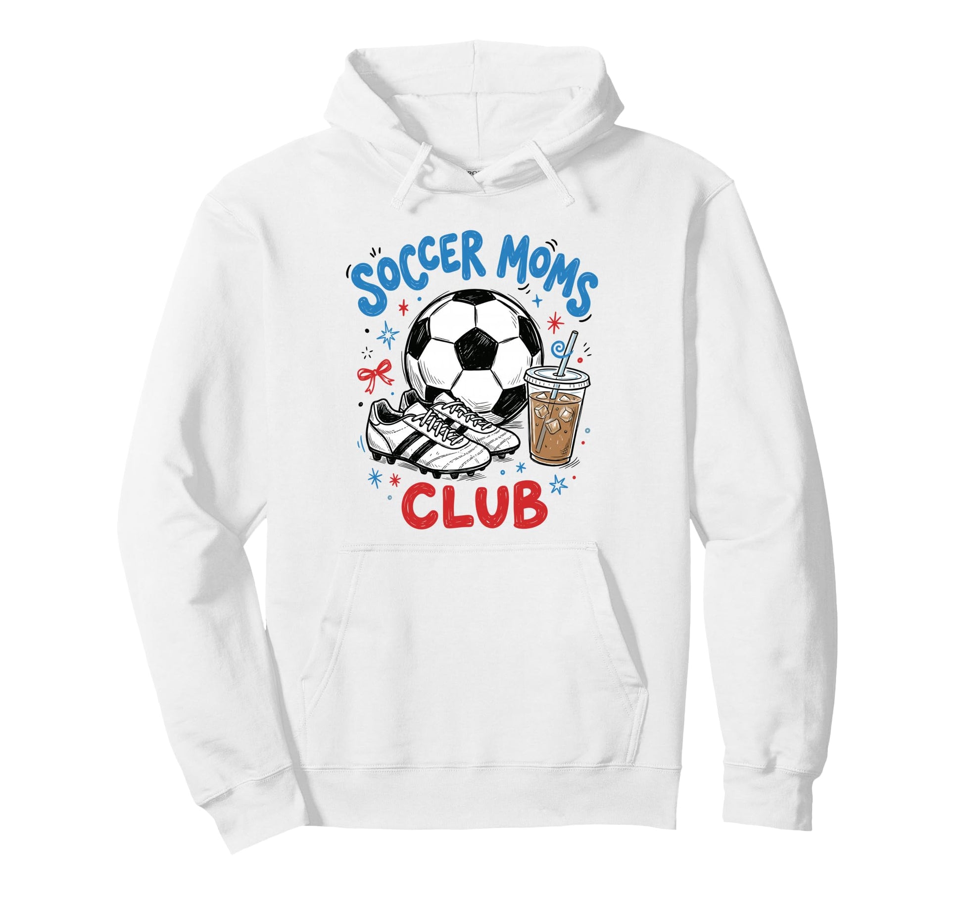 Soccer Moms Club Iced Coffee Cleats Hoodie - Graphic Print for Adults - T-Shirt, Sweatshirt, Hoodie