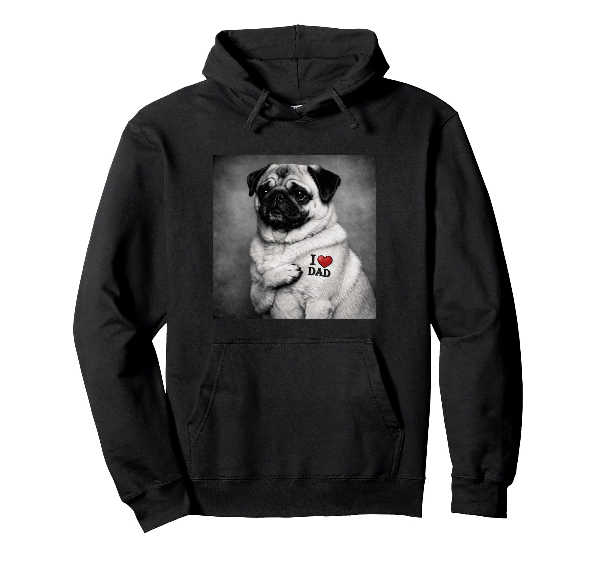 Pug Dad Funny Costume Meme Fathers Day Hoodie - Custom Art Print for Adults - T-Shirt, Sweatshirt, Hoodie