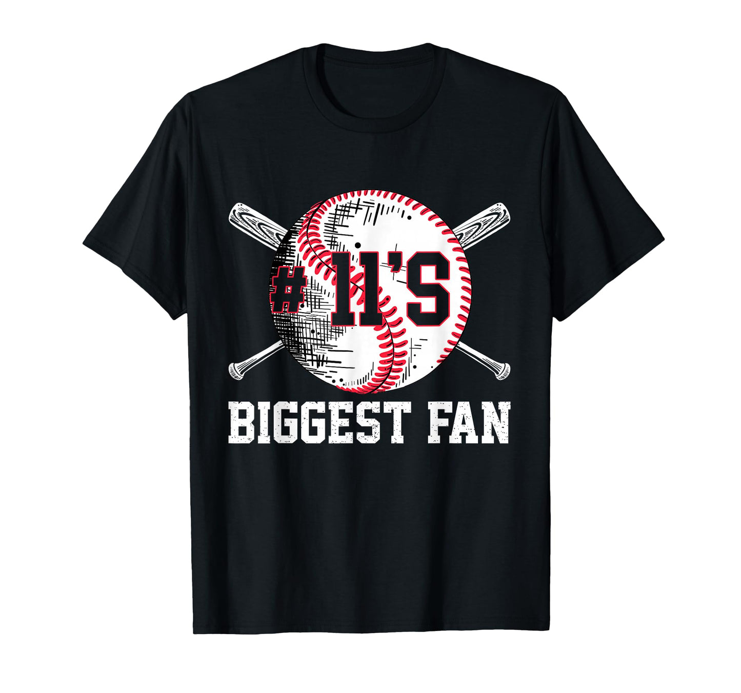 Number 11 Baseball Biggest Fan Mom T-Shirt - Fun Novelty Design for Adults - T-Shirt, Sweatshirt, Hoodie