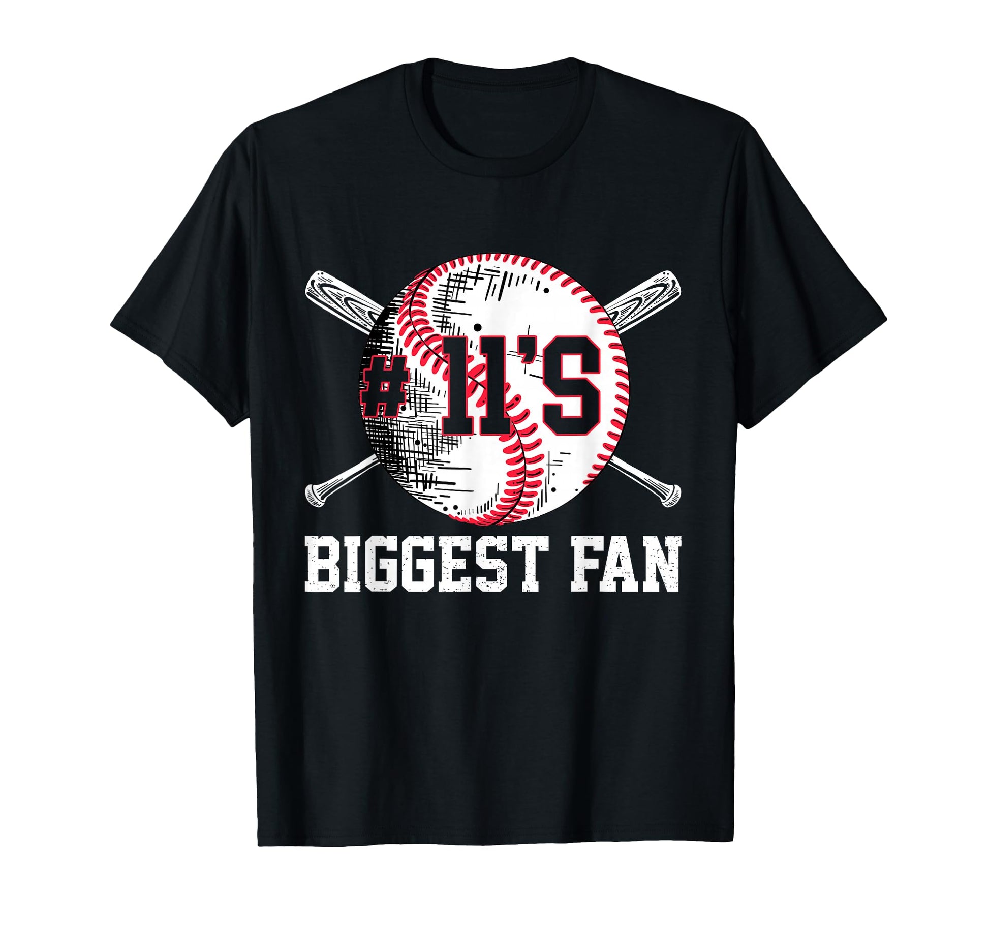 Number 11 Baseball Biggest Fan Mom T-Shirt - Fun Novelty Design for Adults - T-Shirt, Sweatshirt, Hoodie