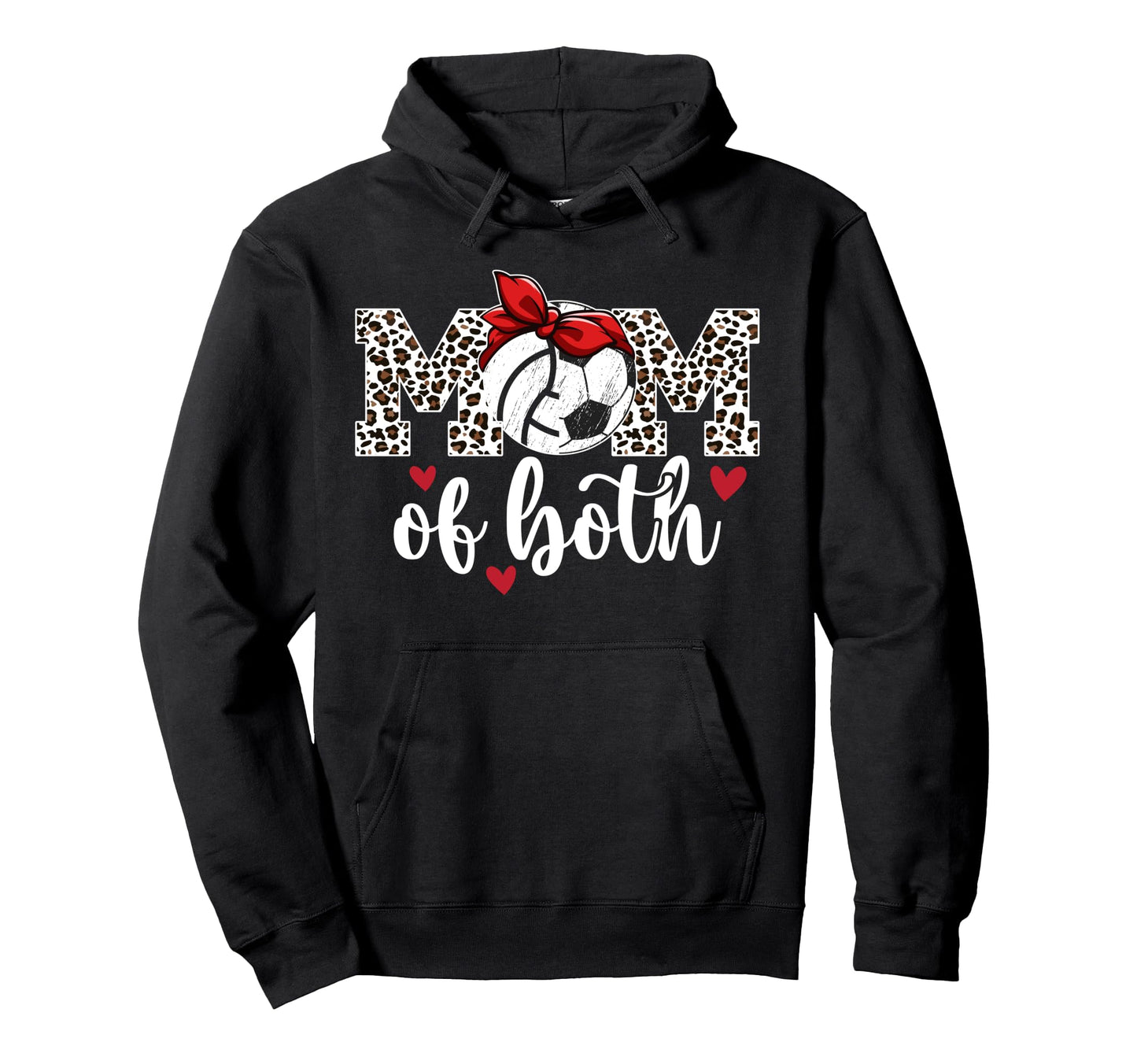 Mom Both Leopard Volleyball Soccer Mom Hoodie - Aesthetic Graphic Men Women - T-Shirt, Sweatshirt, Hoodie