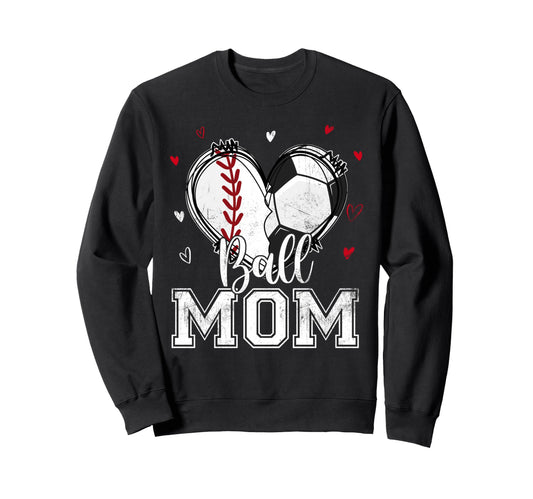 Ball Mom Baseball Soccer Heart Nana Sweatshirt - Graphic Print for Adults - T-Shirt, Sweatshirt, Hoodie