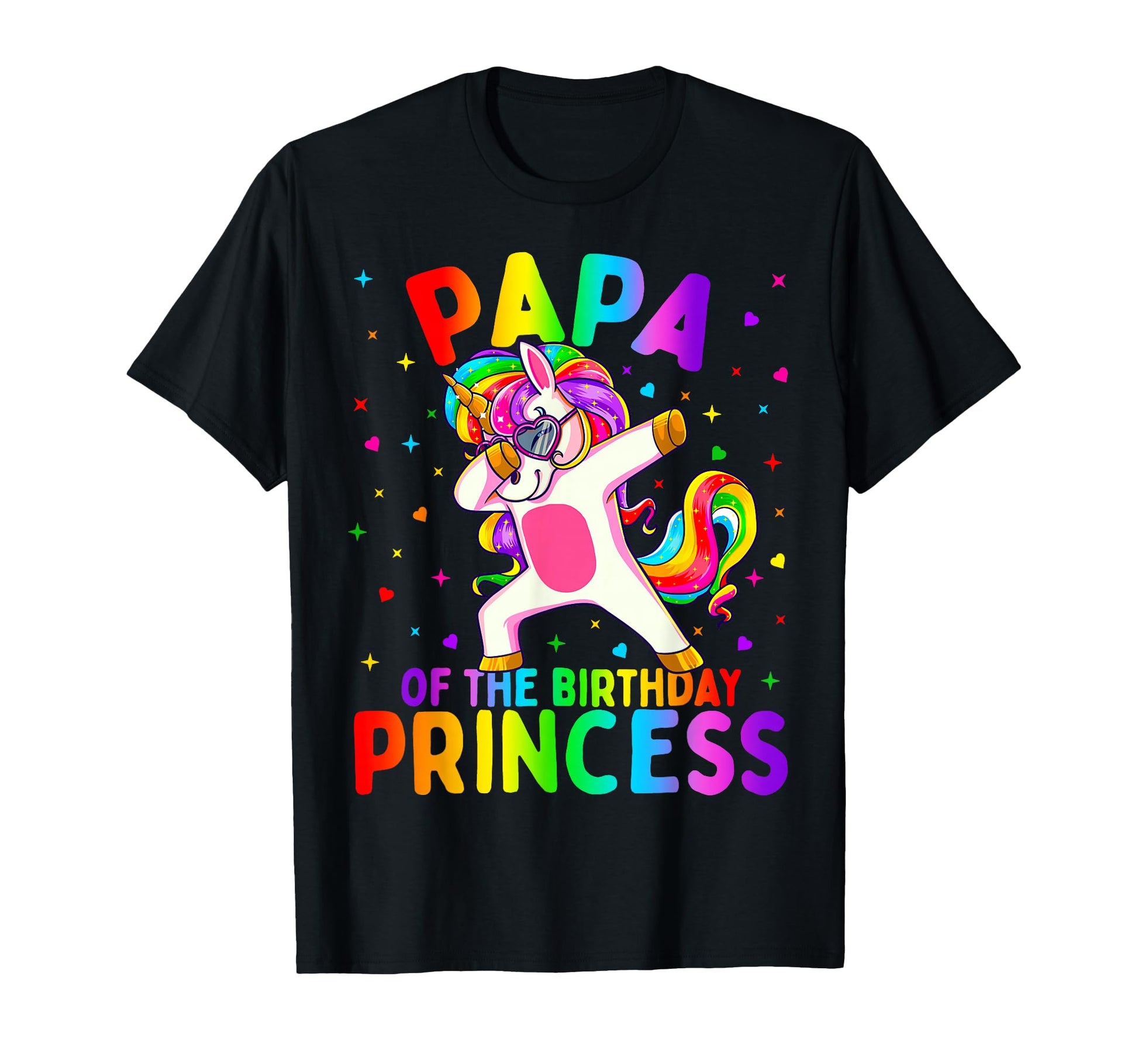 Papa Birthday Princess Dabbing Unicorn T-Shirt - Minimalist Print Unisex - T-Shirt, Sweatshirt, Hoodie