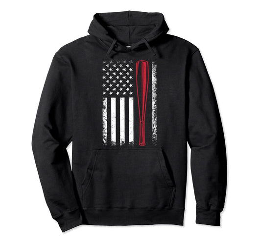 American Flag Baseball Flag Dad Mom Hoodie - Streetwear Style for Adults - T-Shirt, Sweatshirt, Hoodie