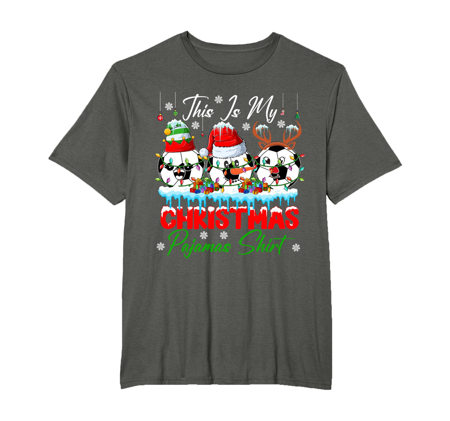 My Pajamas Santa Elf Soccer Balls T-Shirt - Casual Everyday Wear Unisex - T-Shirt, Sweatshirt, Hoodie