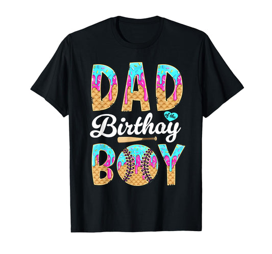 Baseball Ice Cream Drip Dad Birthday T-Shirt - Streetwear Style for Adults - T-Shirt, Sweatshirt, Hoodie