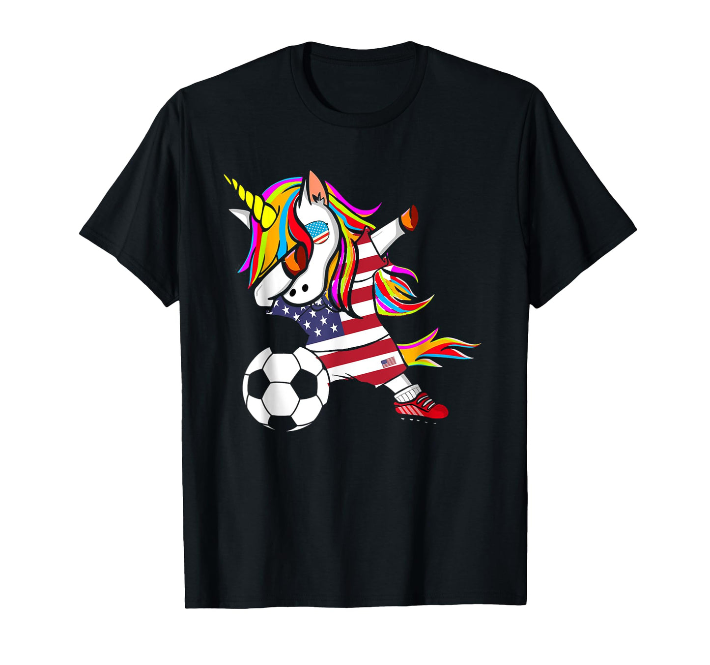 Funny Dabbing Unicorn Usa Soccer Usa T-Shirt - Novelty Apparel for Adults - T-Shirt, Sweatshirt, Hoodie