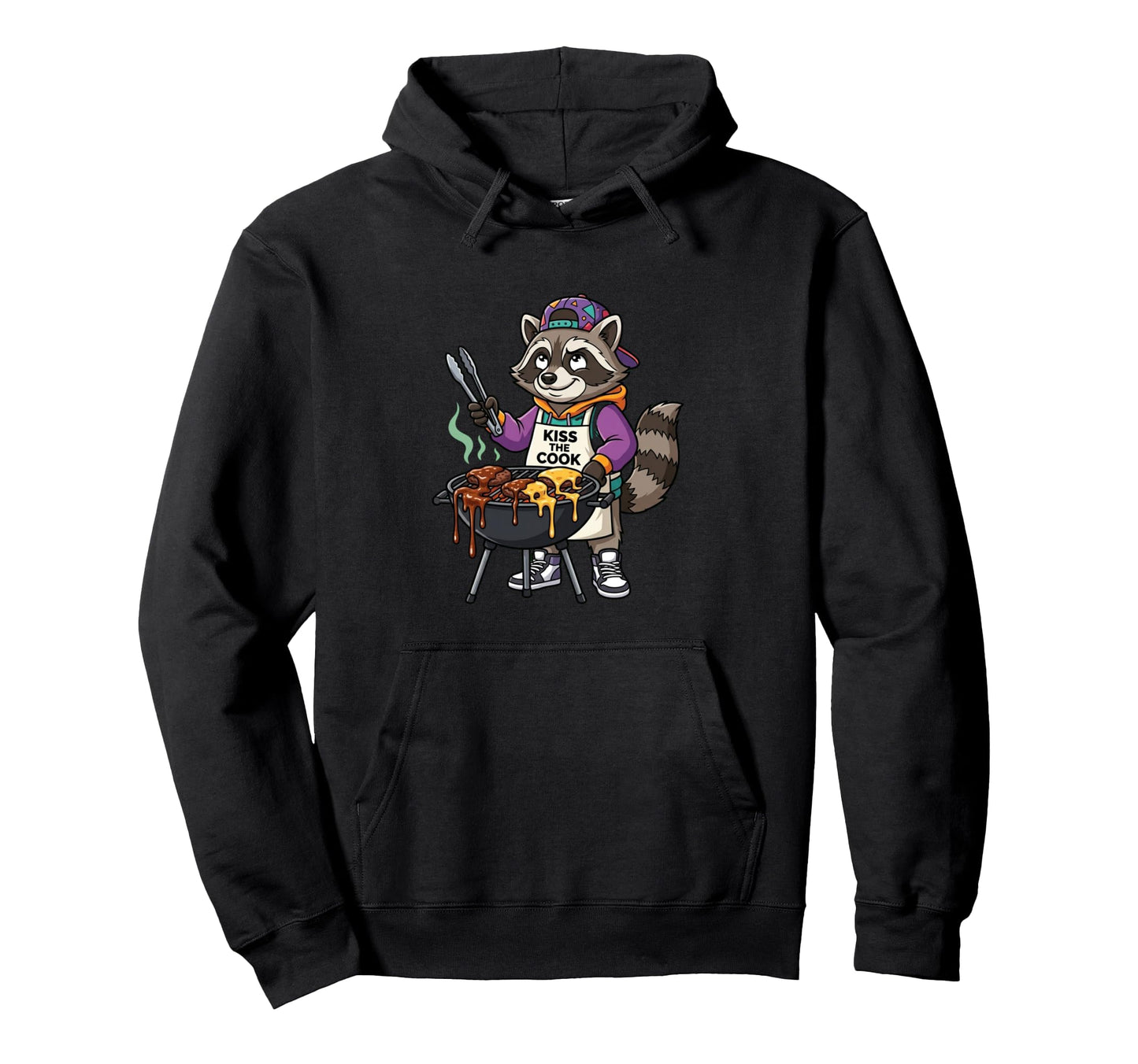 Funny Bbq Raccoon Cook Grilling Hoodie - Casual Everyday Wear Men Women - T-Shirt, Sweatshirt, Hoodie