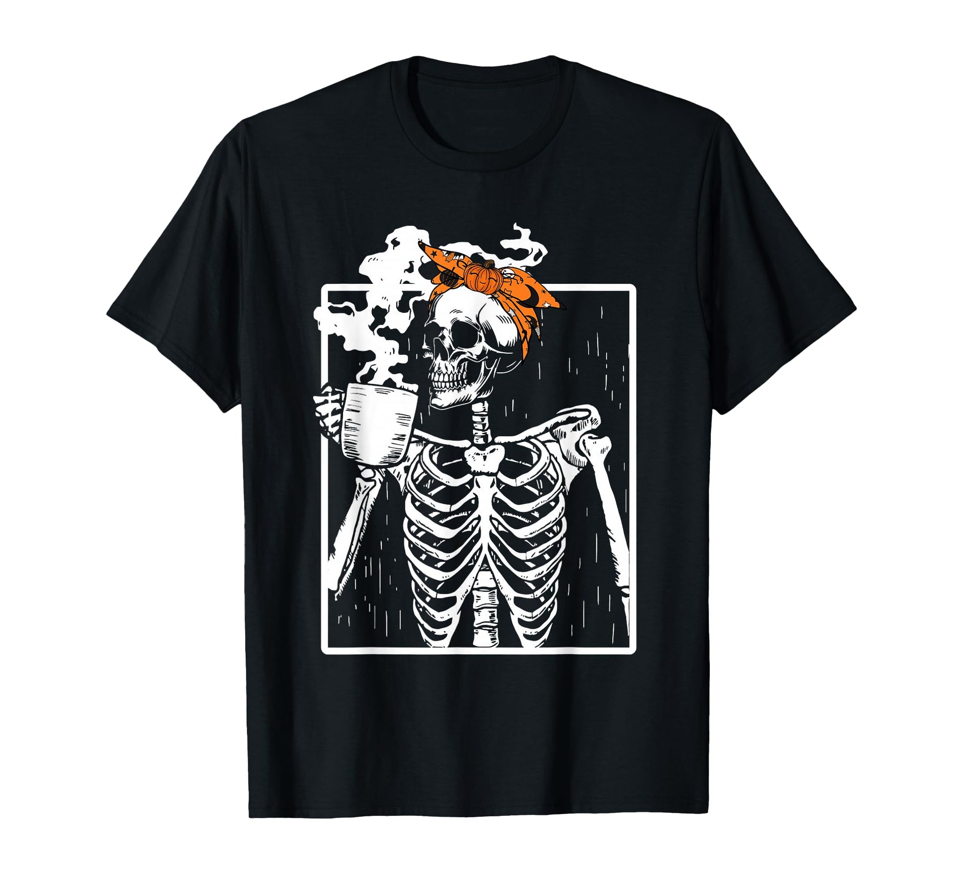 Coffee Drinking Skeleton Diy Halloween T-Shirt - Graphic Print Men Women - T-Shirt, Sweatshirt, Hoodie