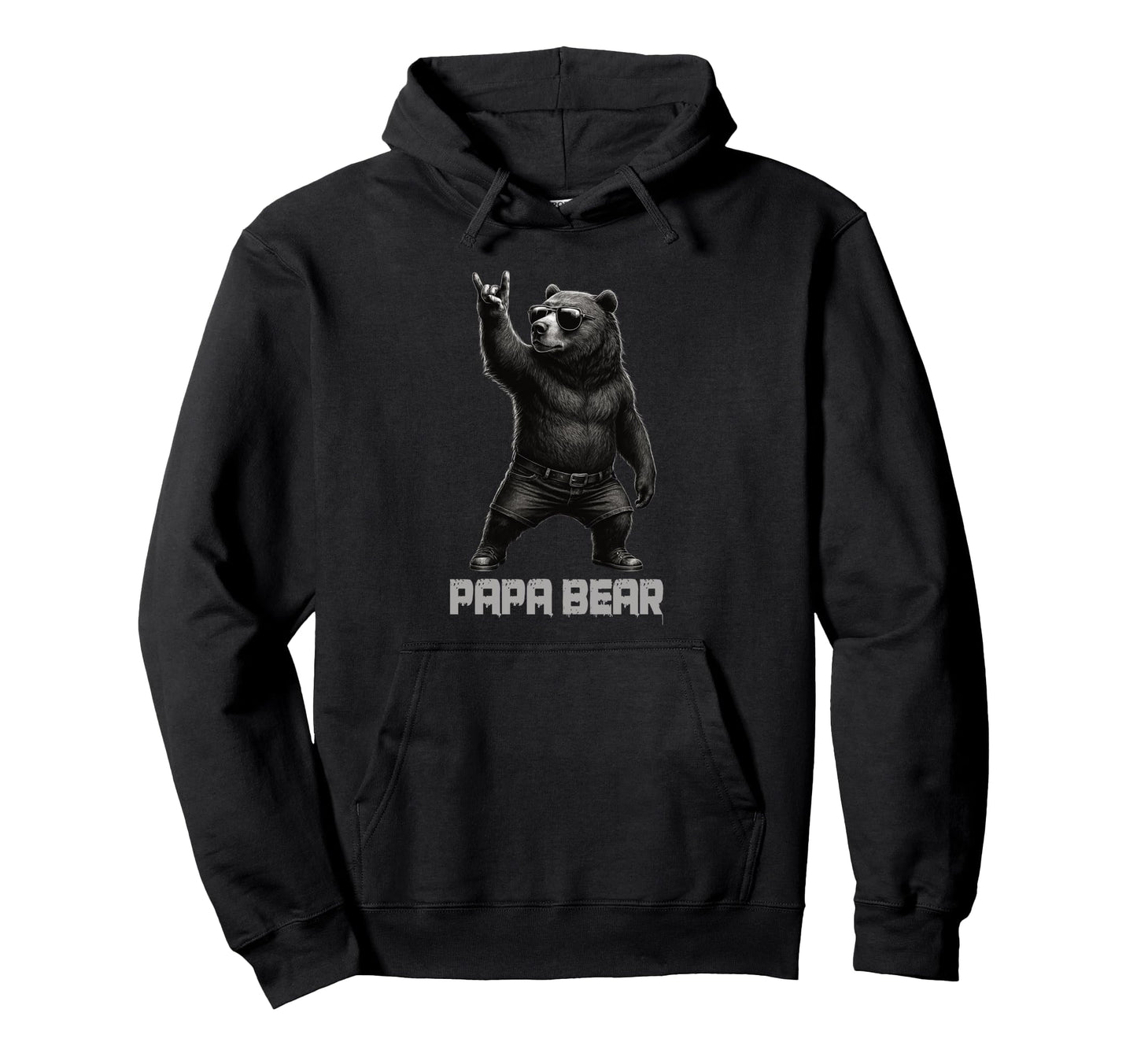 Papa Bear Grizzly Bear Rock Gesture Hoodie - Trendy Graphic for Adults - T-Shirt, Sweatshirt, Hoodie