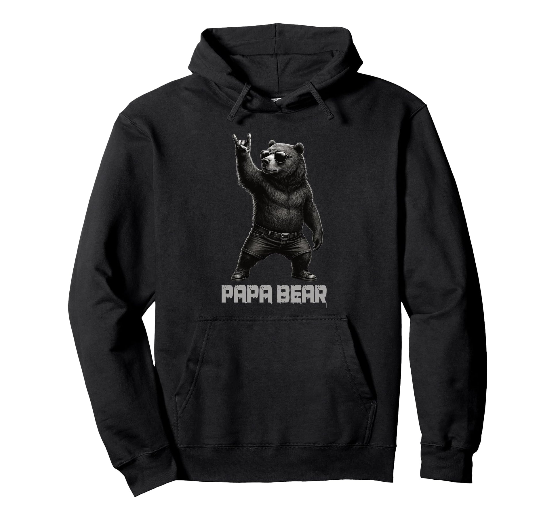 Papa Bear Grizzly Bear Rock Gesture Hoodie - Trendy Graphic for Adults - T-Shirt, Sweatshirt, Hoodie