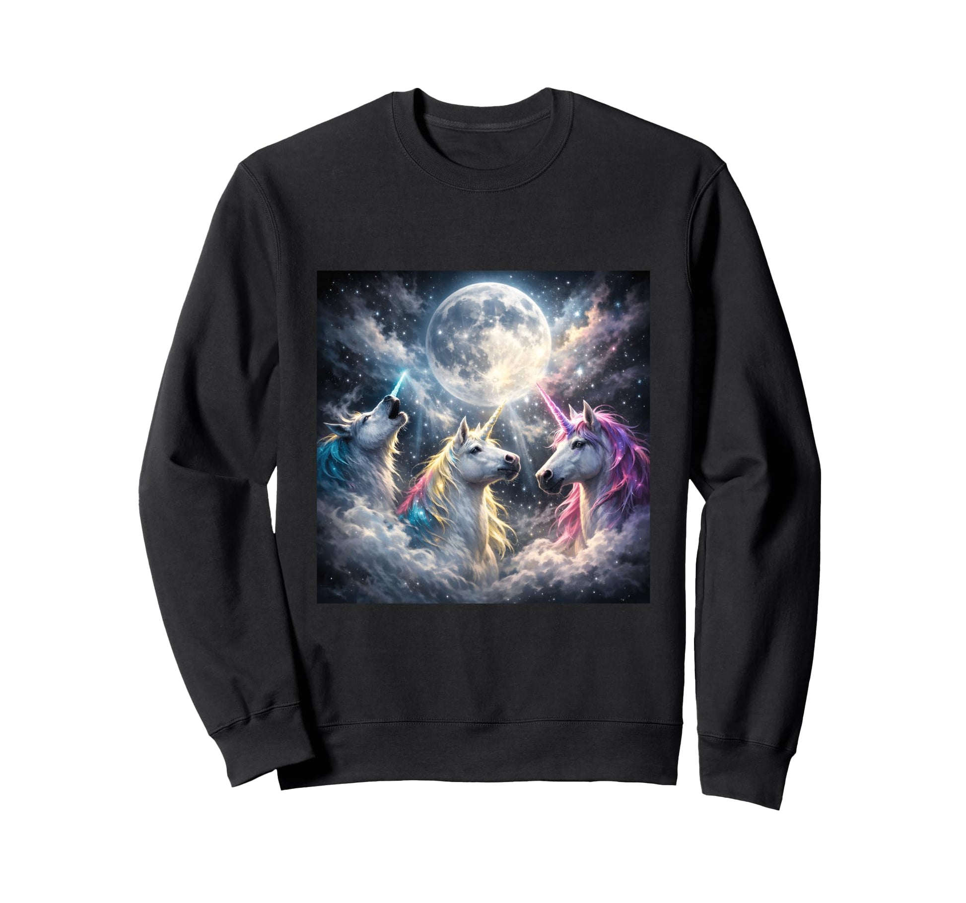 Unicorn Mom Dad Funny 3 Howling Moon Sweatshirt - Graphic Print Men Women - T-Shirt, Sweatshirt, Hoodie