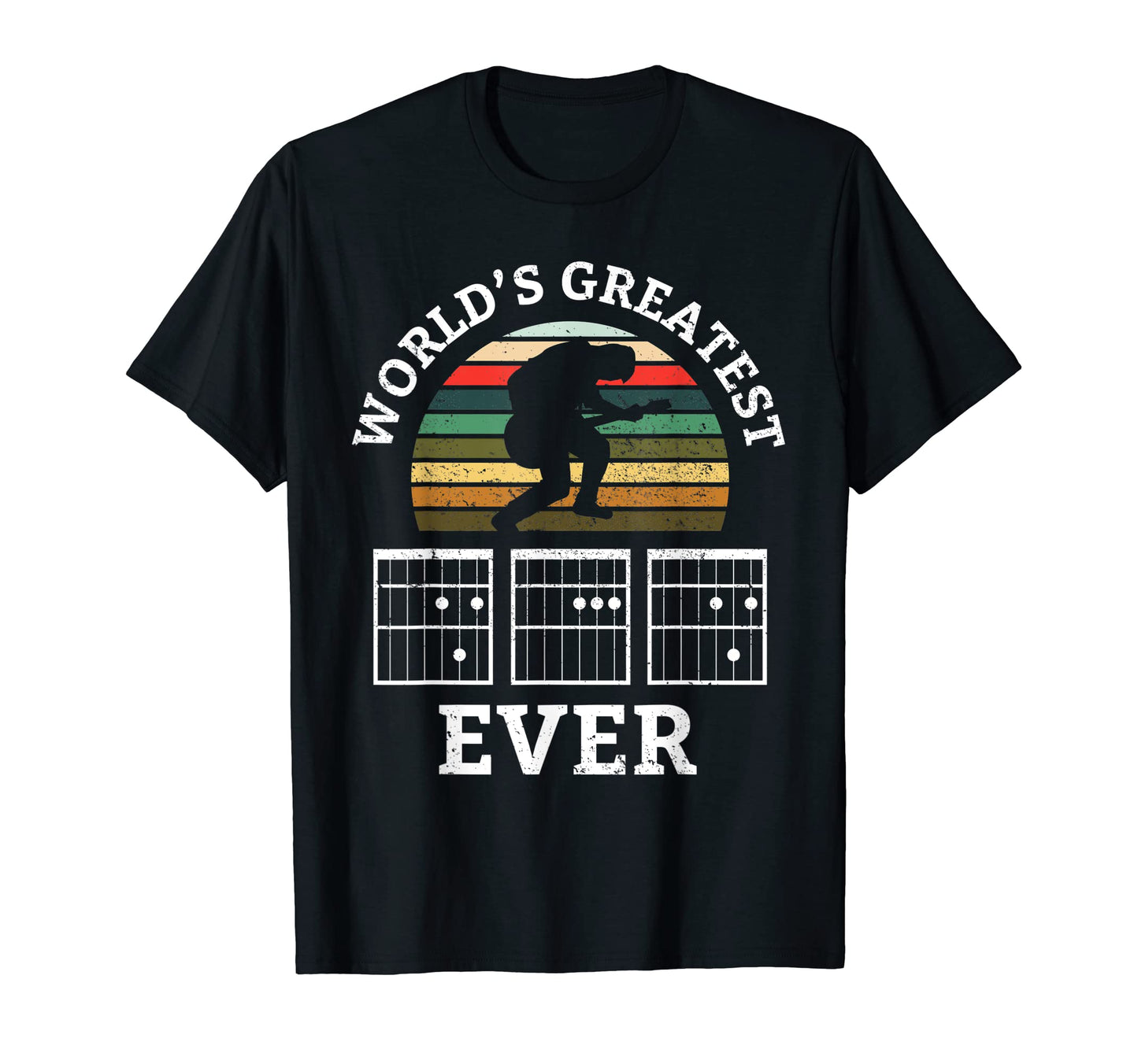 Mens Guitar Player Chord Dad Sunset T-Shirt - Graphic Print Men Women - T-Shirt, Sweatshirt, Hoodie