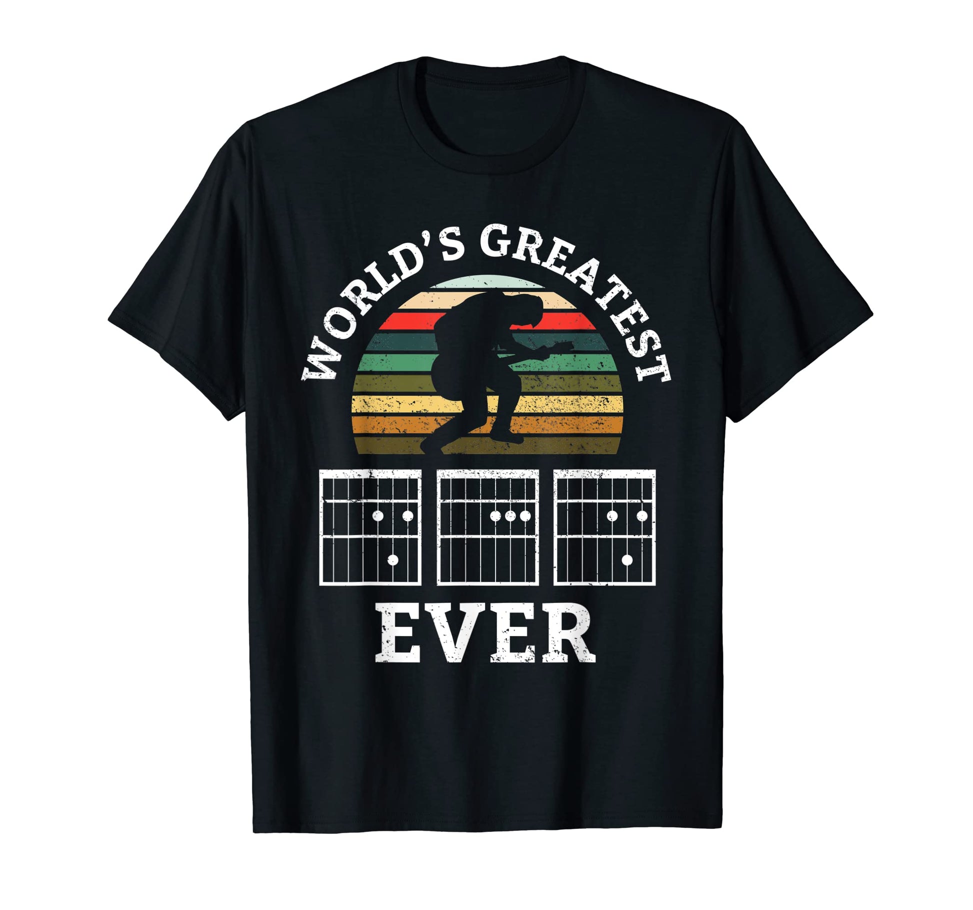 Mens Guitar Player Chord Dad Sunset T-Shirt - Graphic Print Men Women - T-Shirt, Sweatshirt, Hoodie