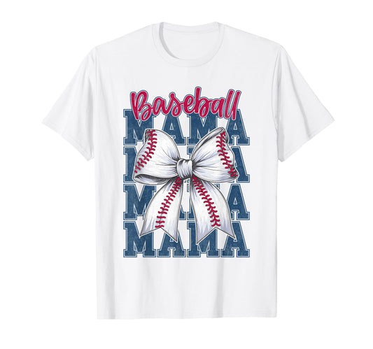 Baseball Mama Coquette Bow Game Day T-Shirt - Custom Art Print Men Women - T-Shirt, Sweatshirt, Hoodie