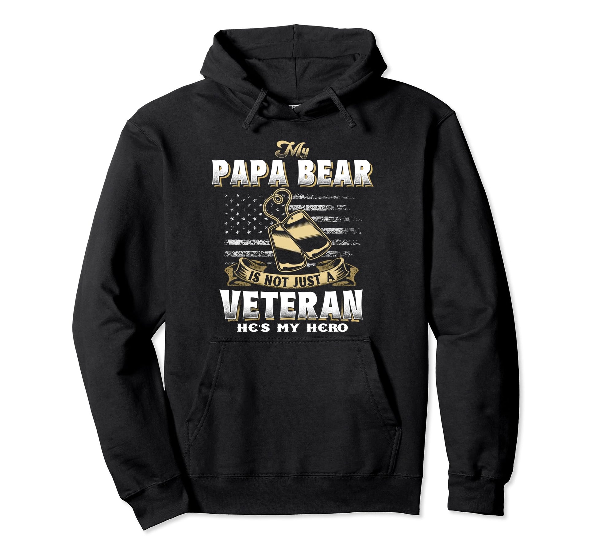 Veteran Papa Bear Dad Usa Flag 4Th Hoodie - Fun Novelty Design for Adults - T-Shirt, Sweatshirt, Hoodie