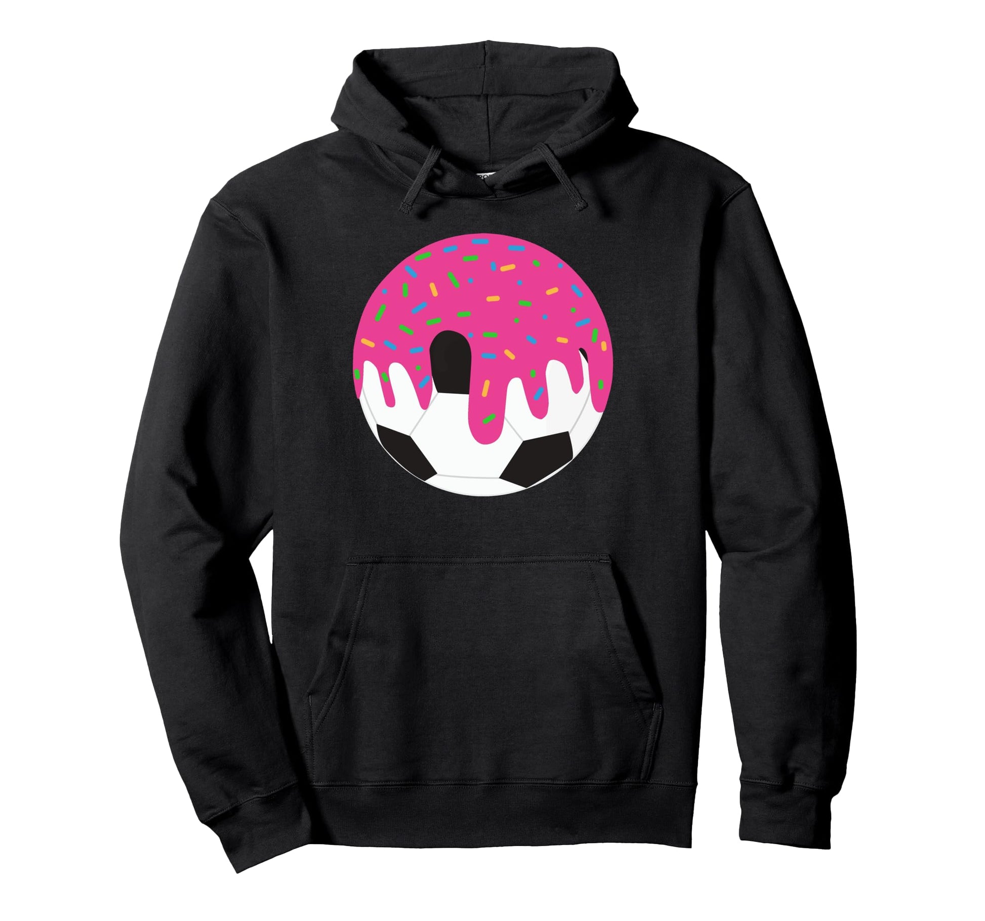 Funny Soccer Ball Ice Cream Drip Hoodie - Unique Graphic Unisex - T-Shirt, Sweatshirt, Hoodie