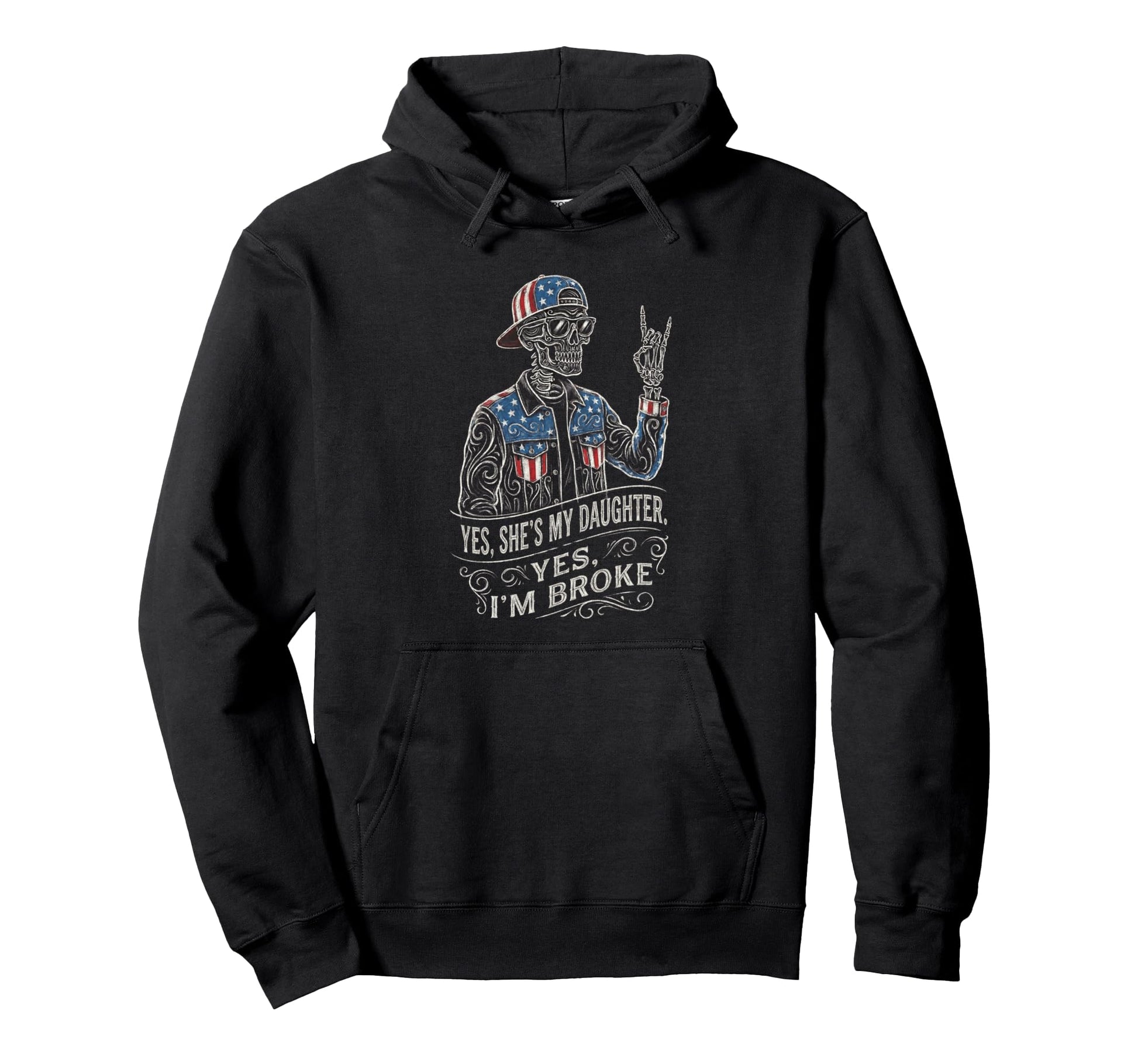 Skeleton Dad Daughter Matching Funny Dad Hoodie - Unique Graphic Men Women - T-Shirt, Sweatshirt, Hoodie